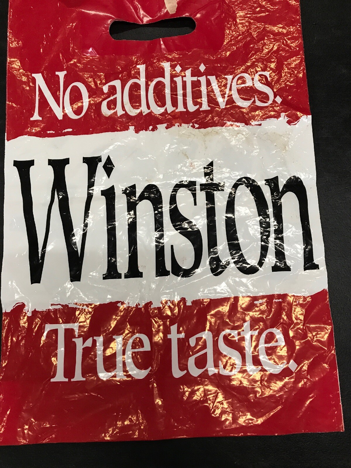 Winston No Additives Red And White Plastic Bag