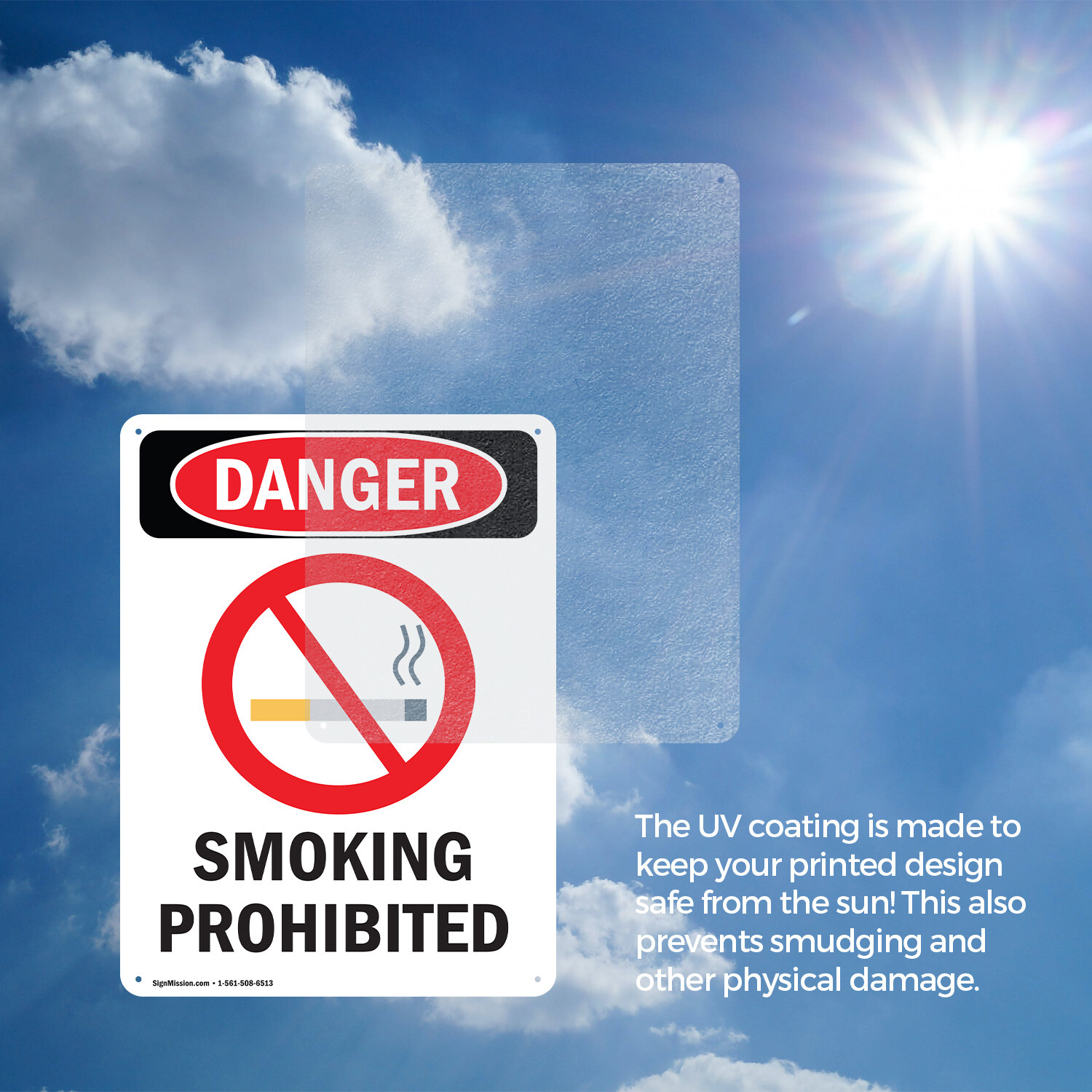 (2 Pack) Smoking Prohibited OSHA Danger Sign Decal Metal Plastic