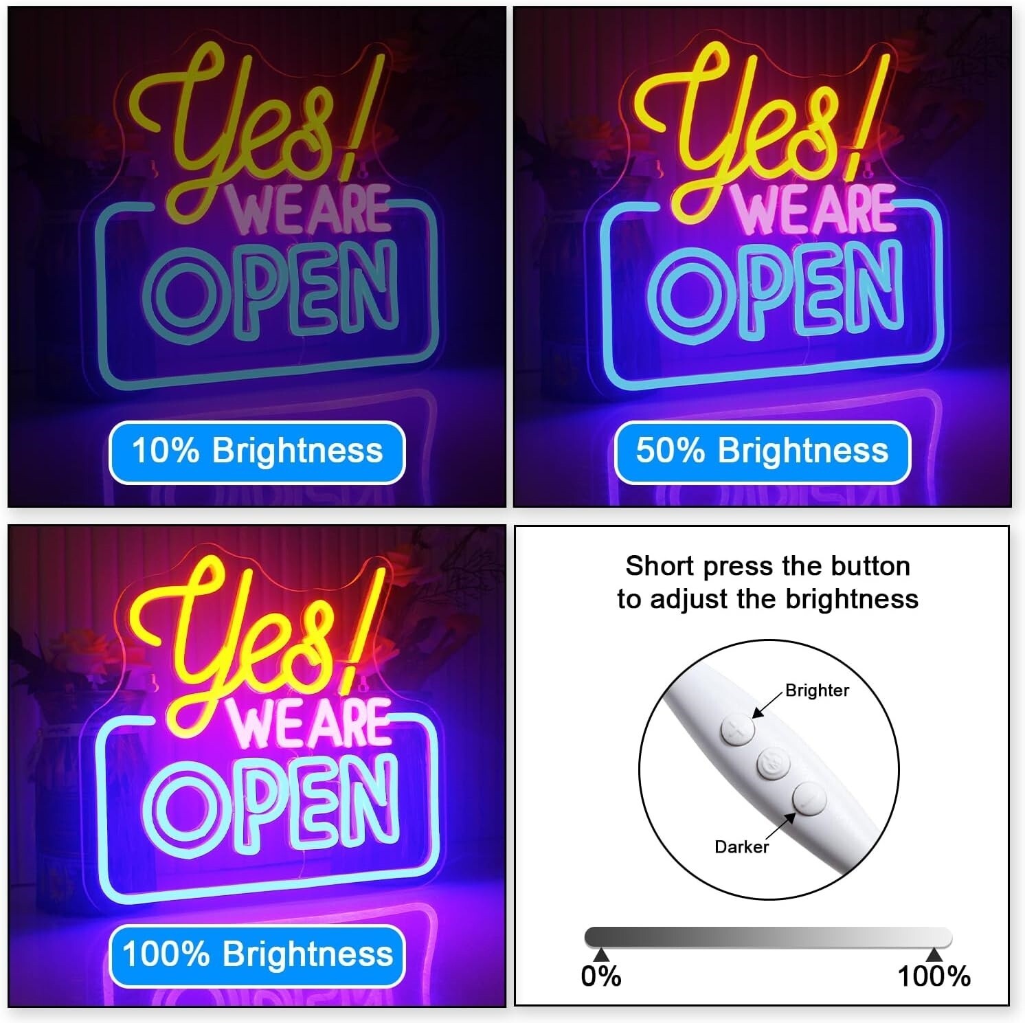Letreo De Neon Open De 13.4×11 Pulgadas Para Negocio Tienda Restaurante Cafe Bar