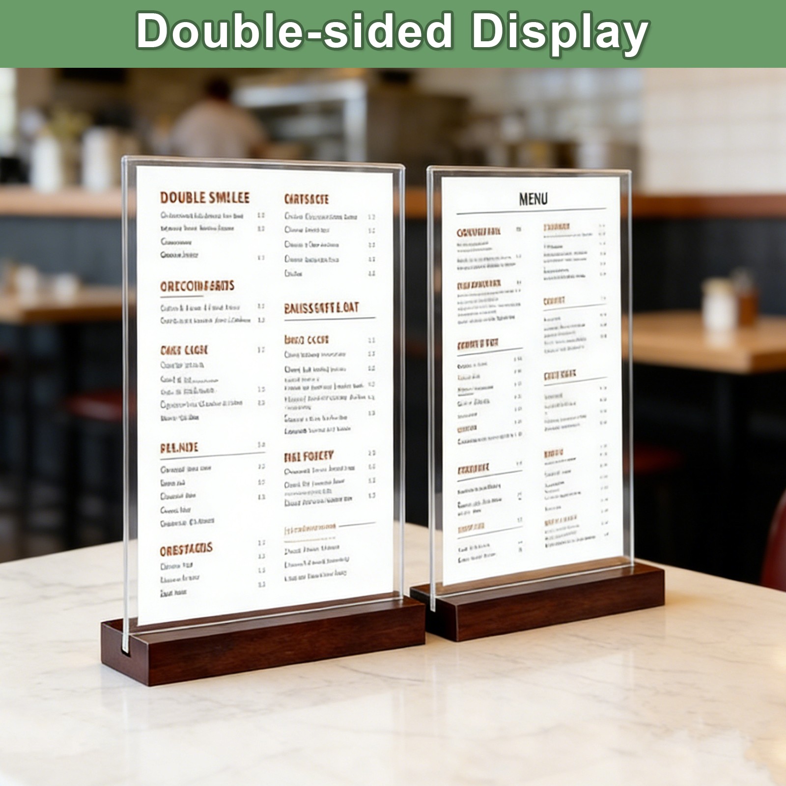 6″ x 4″ Acrylic Sign Holder Wood Base, T-Shape A6 Clear Holder Vertical