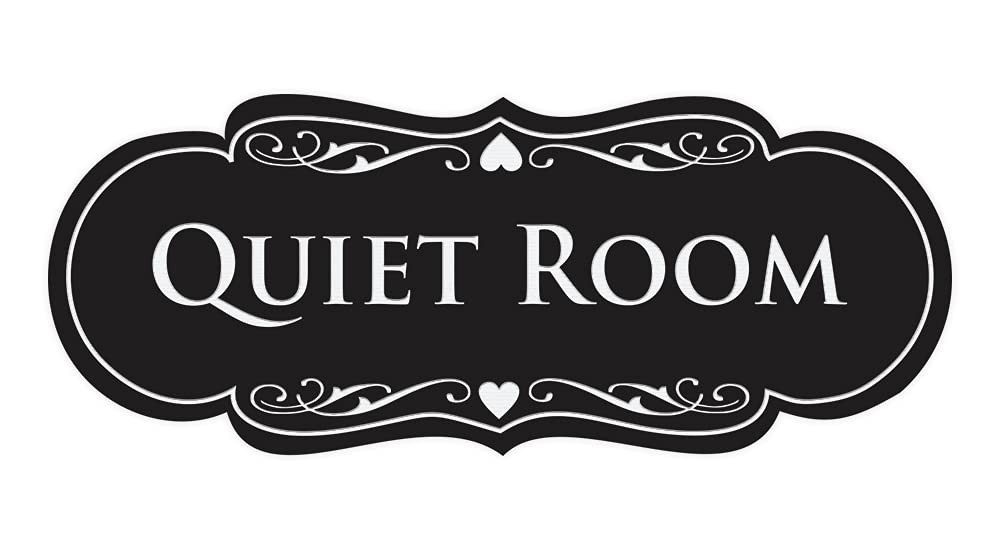 Designer Quiet Room Sign Black/Silver – Medium