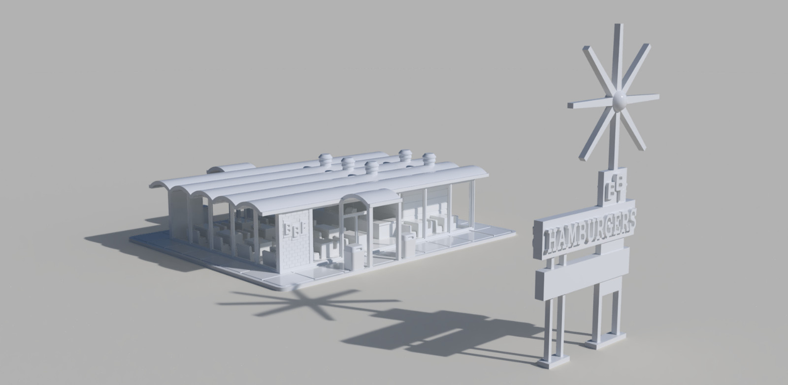 1/160TH N SCALE BUILDING 3D PRINTED BFF BURGERS