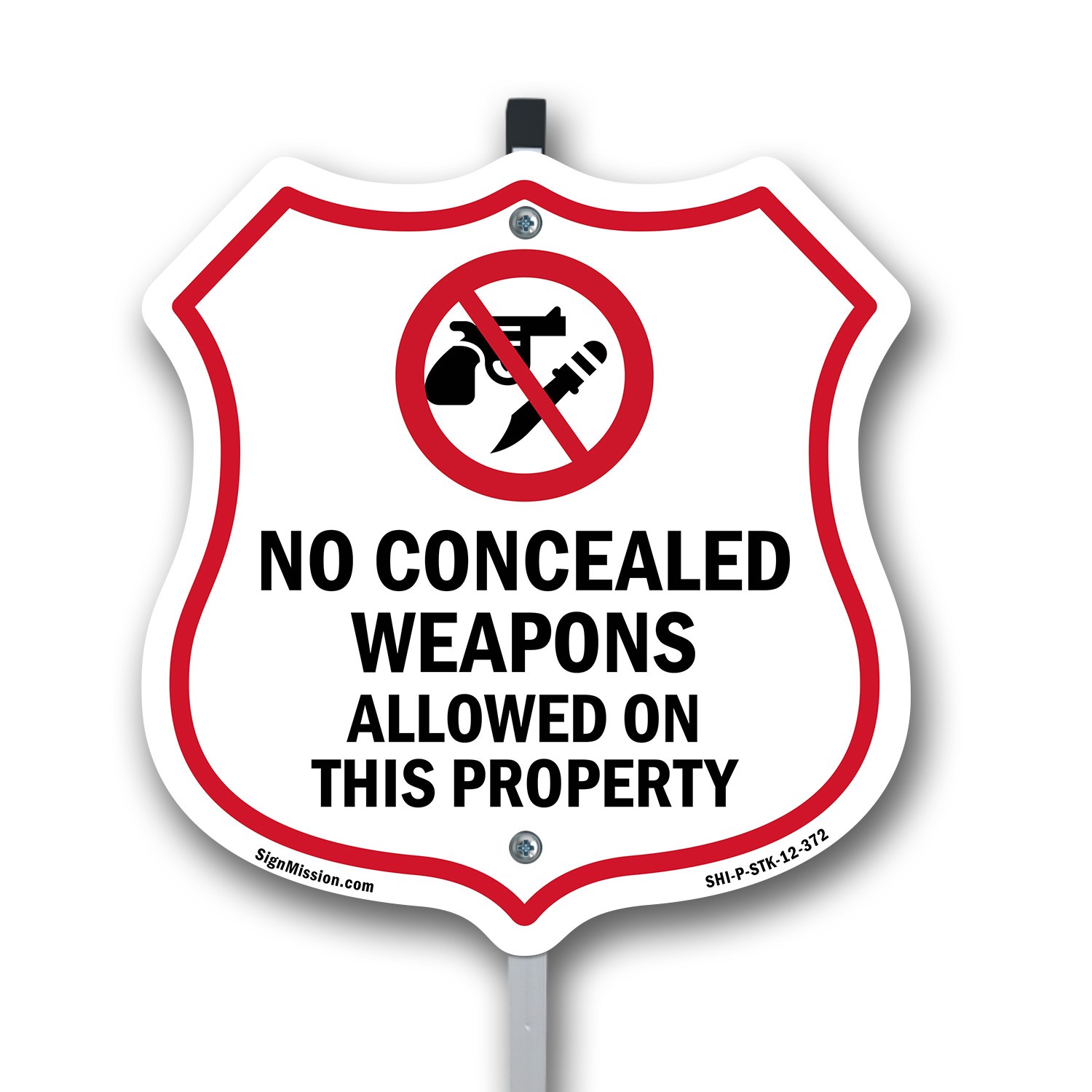 Concealed Carry Shield Sign No Concealed Weapons Allowed Shield Sign With Stake