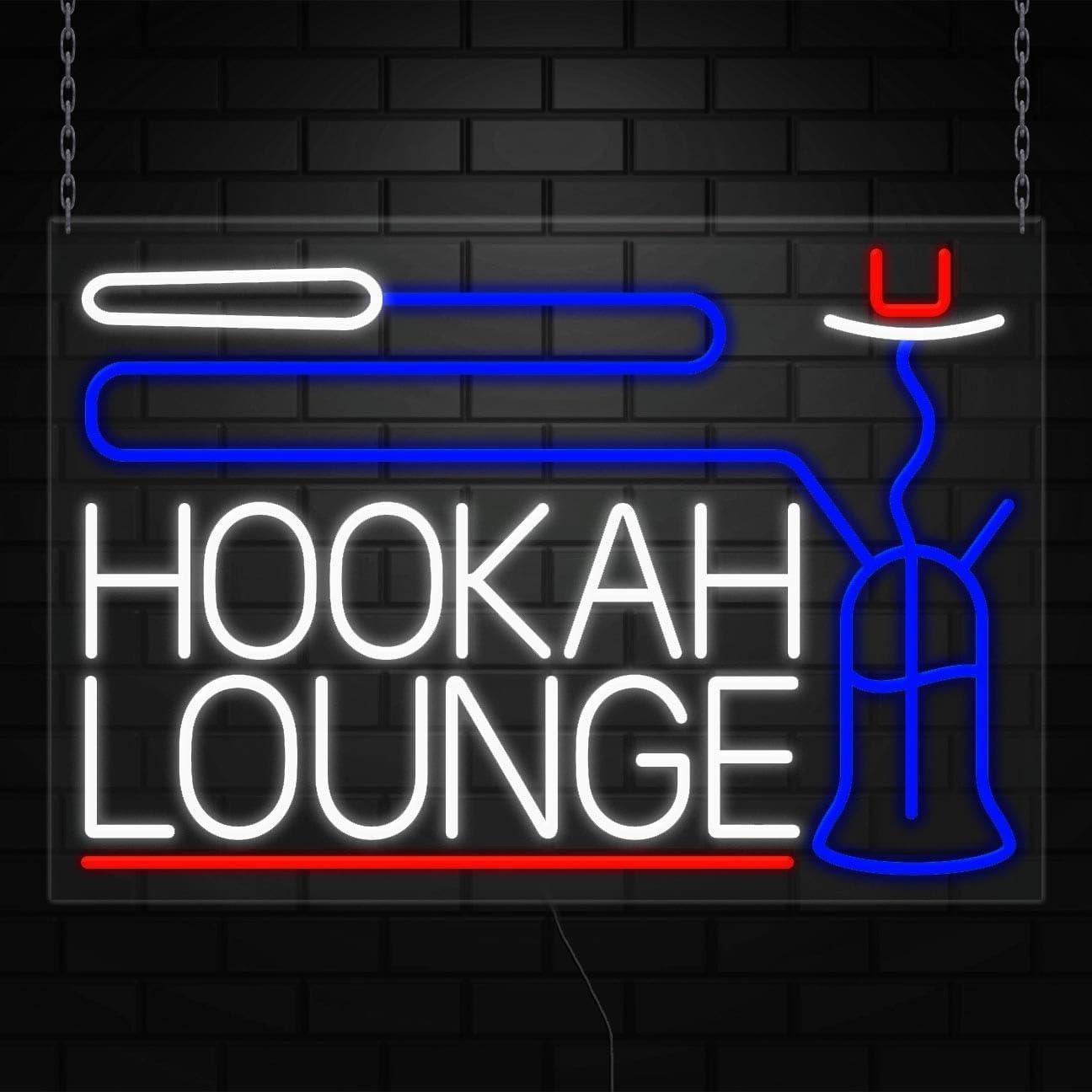 Hookah Lounge Neon Sign for Retail Displays | LED Flex Neon | 36″W x 24″H x 1″D