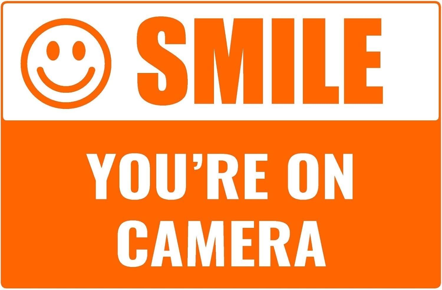 Smile You’re On Camera Business Retail Counter Informational Sign | 12″w x 8″h