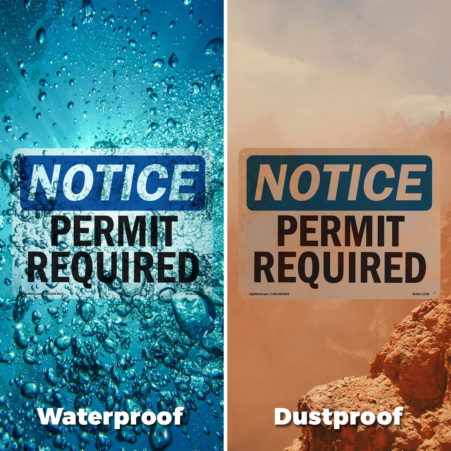 Permit Required OSHA Notice Sign Metal, Plastic, Or Decal – 5 or 10 Pack