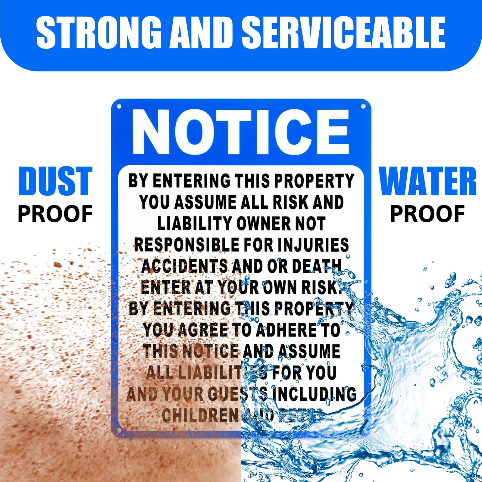 Warning Sign Aluminum Enter at Your Own Risk 9 x 12 Inches 2 Pcs