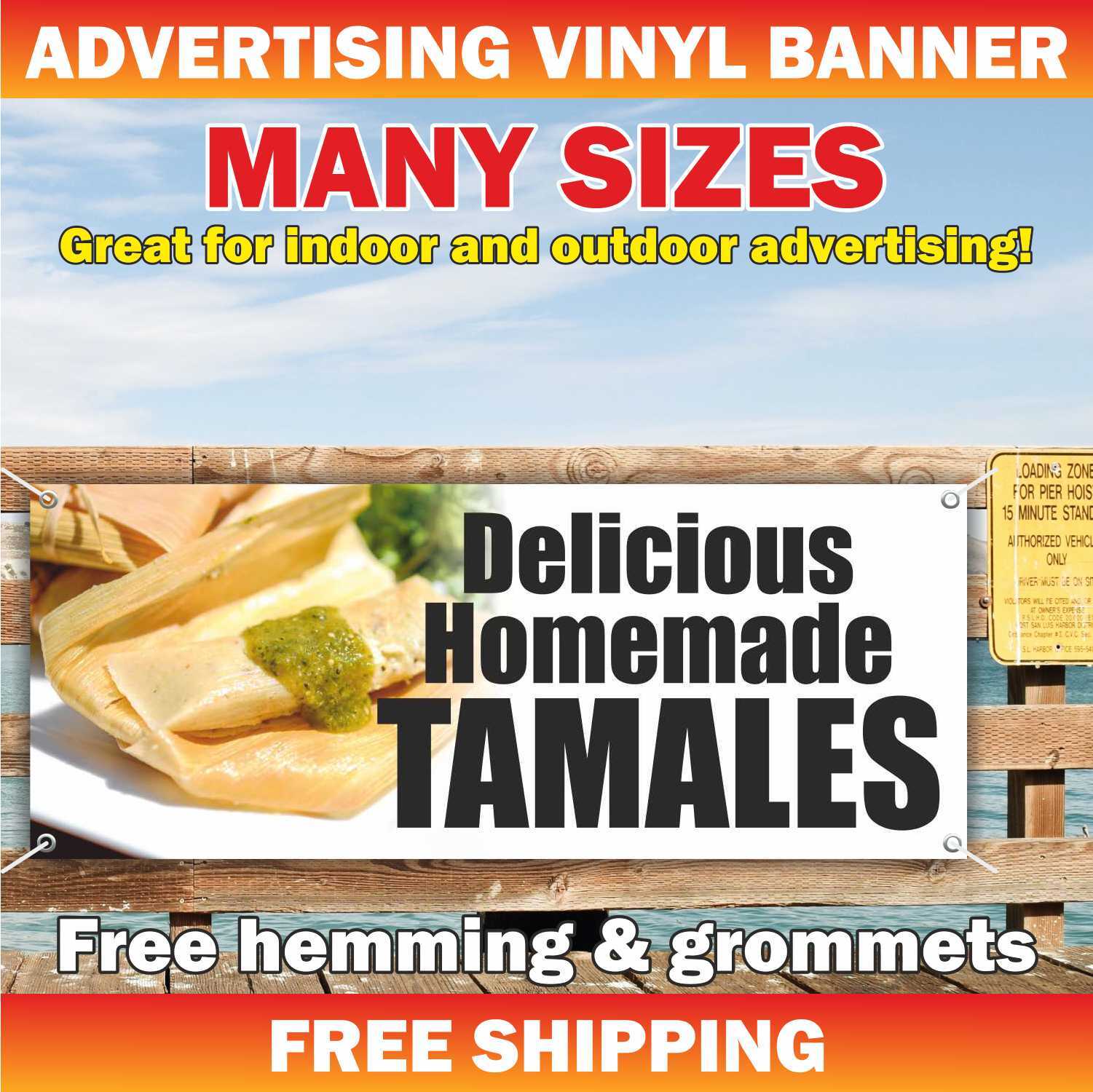 Delicious HOMEMADE TAMALES Advertising Banner Vinyl Mesh Sign mexican kitchen