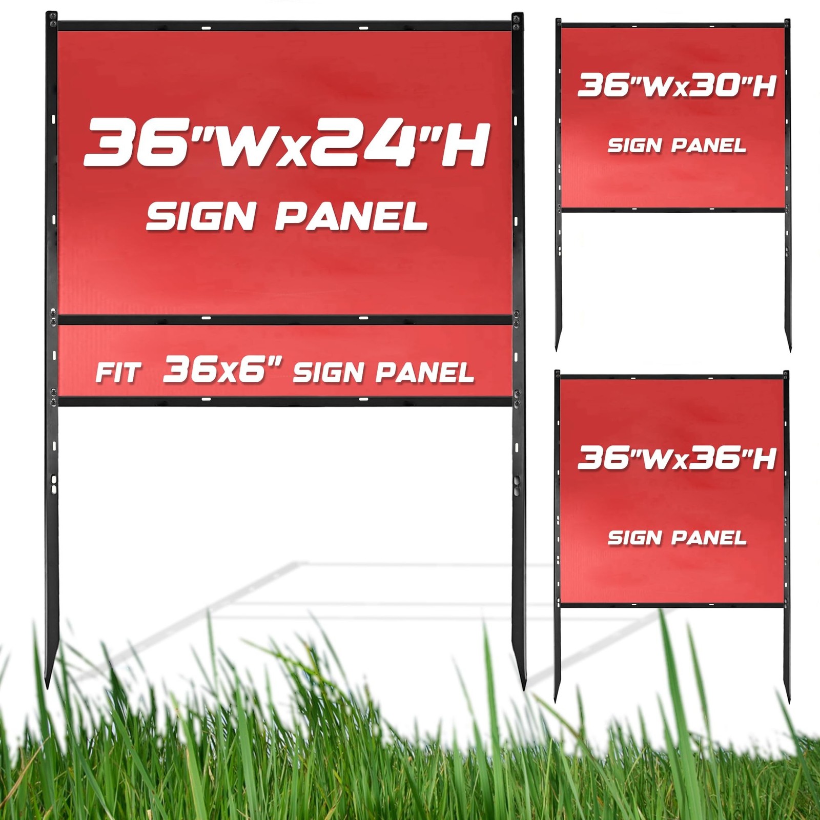 ACITYWALL Yard Sign Metal H Frame 1 Pack 36″x24″ with 6″H Rider Open House Real