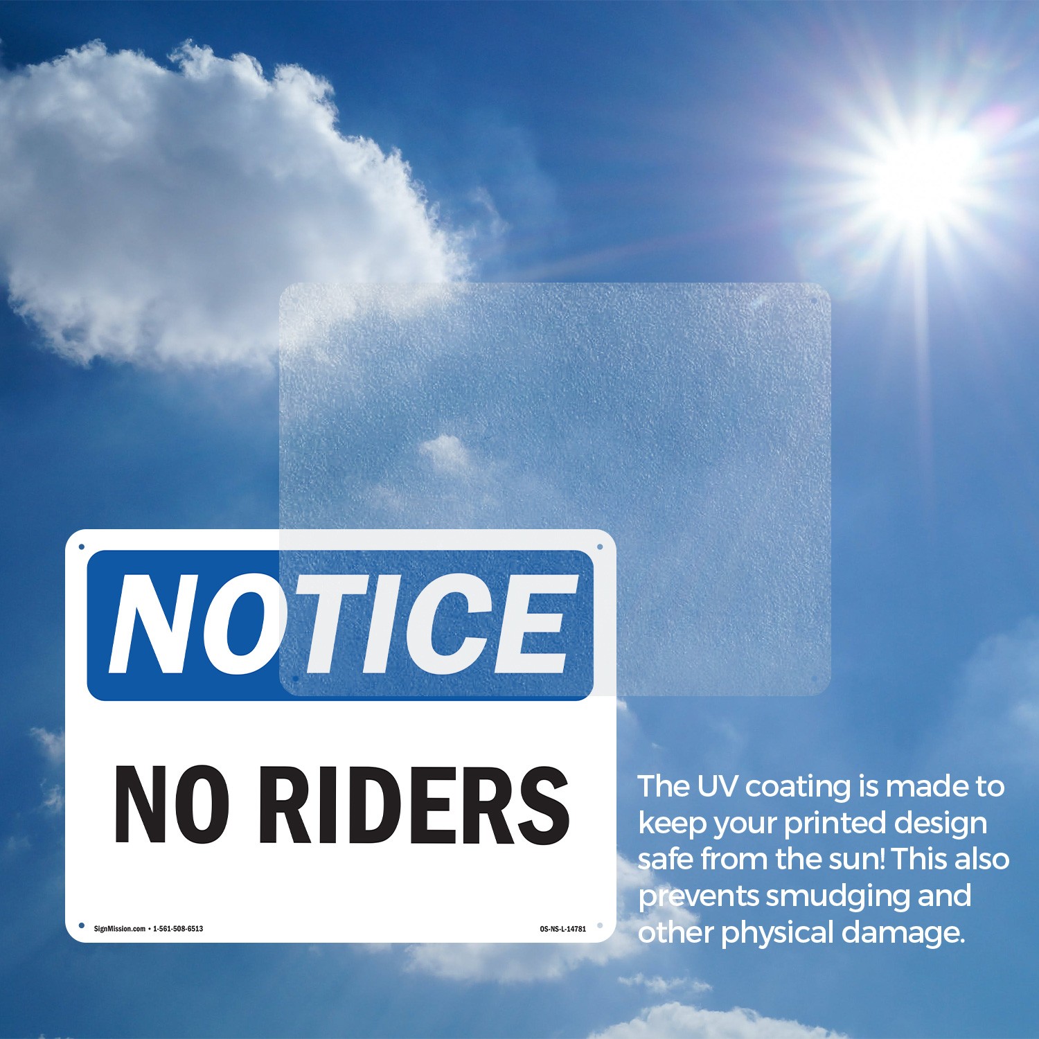No Riders OSHA Notice Sign Metal, Plastic, Or Decal – 5 or 10 Pack