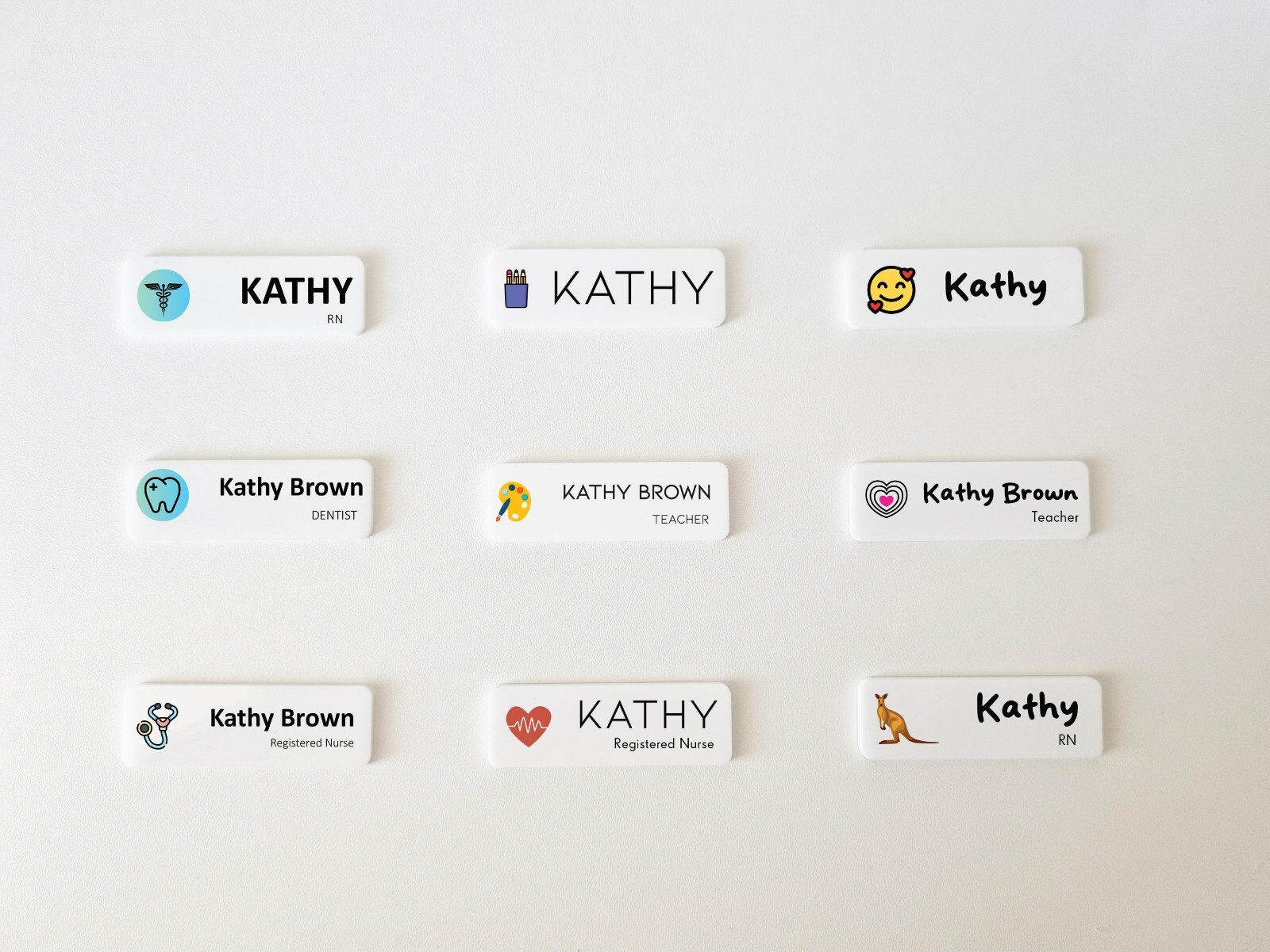 Custom Professional Business Name Badge Minimalist White Shop badge with Symbol