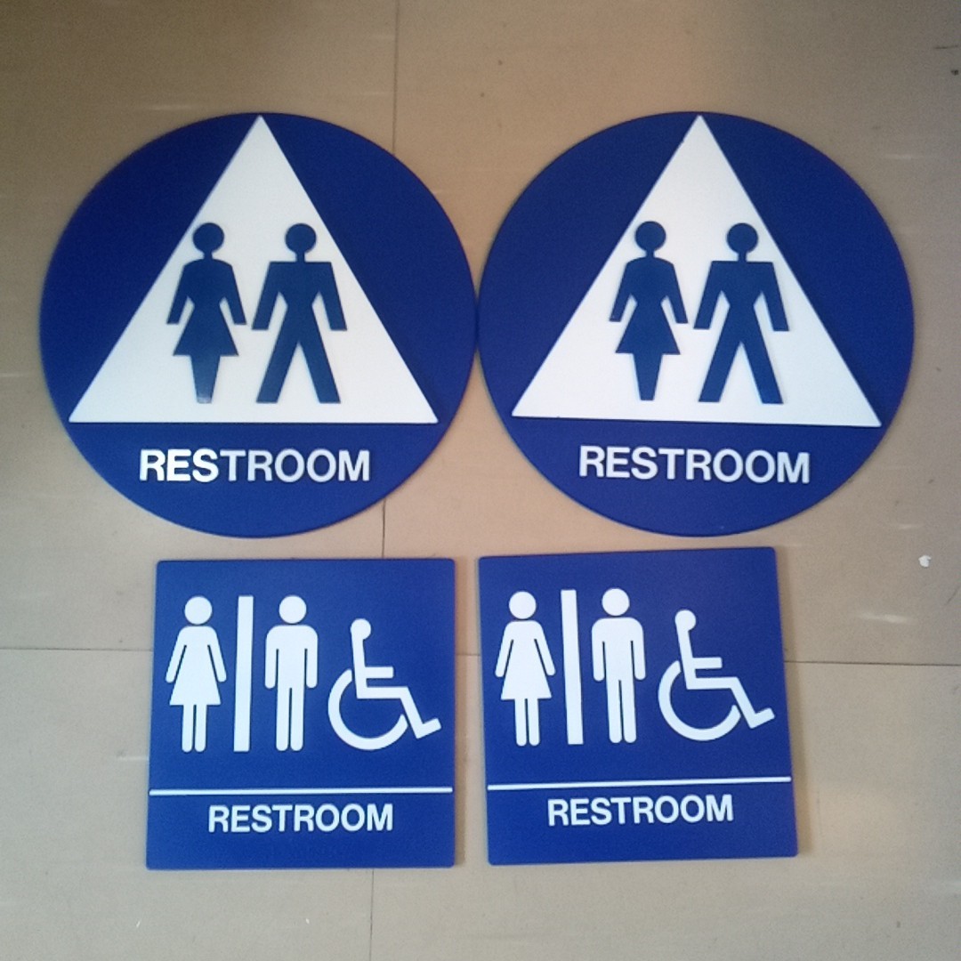 4 Unisex Restroom Signs 1/4″ Thick 2 With Braille Beads