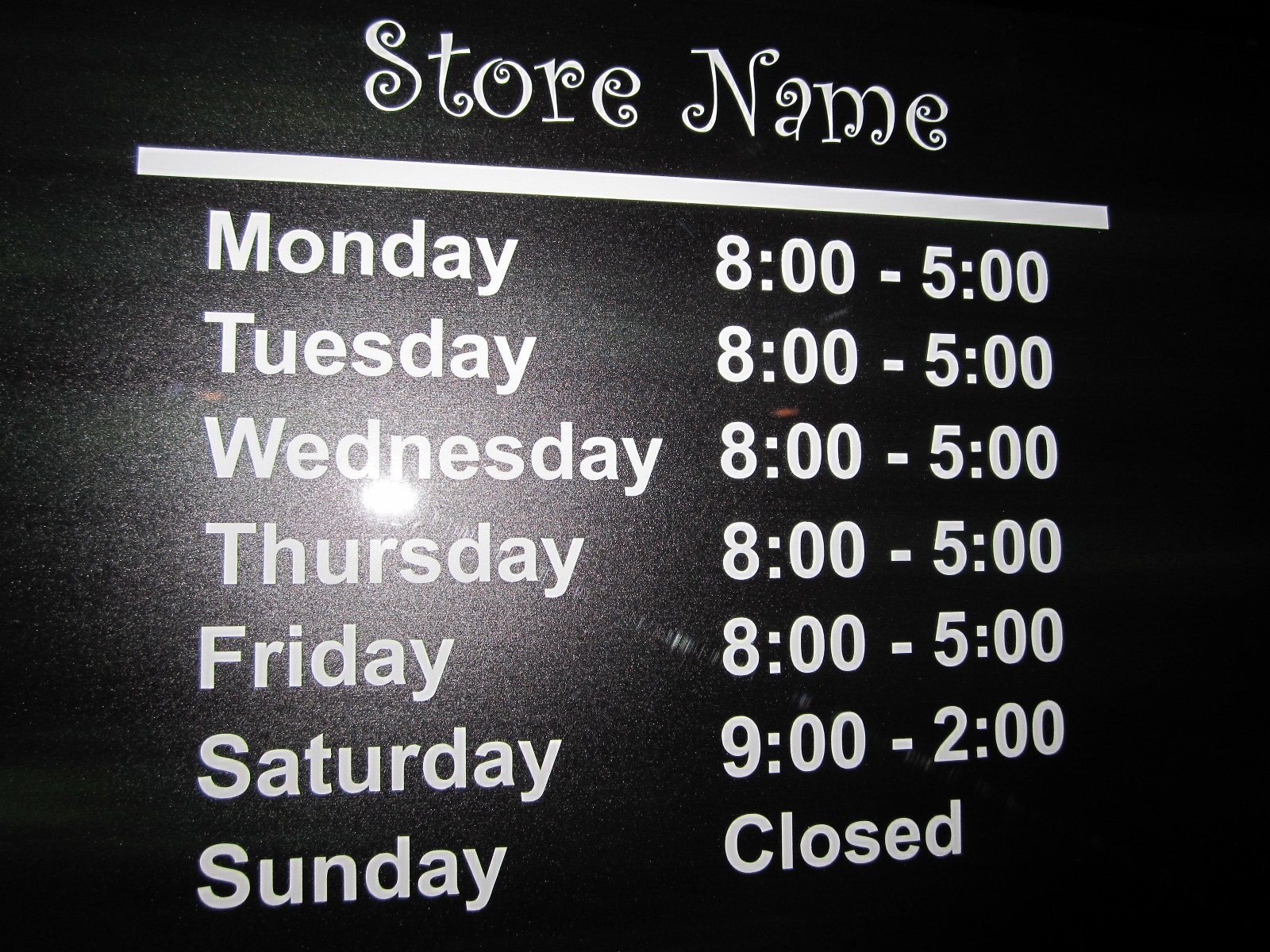 STORE HOURS CUSTOM DECAL BUSINESS VINYL SIGN 12″X9″ RETAIL STORE DOOR WINDOW
