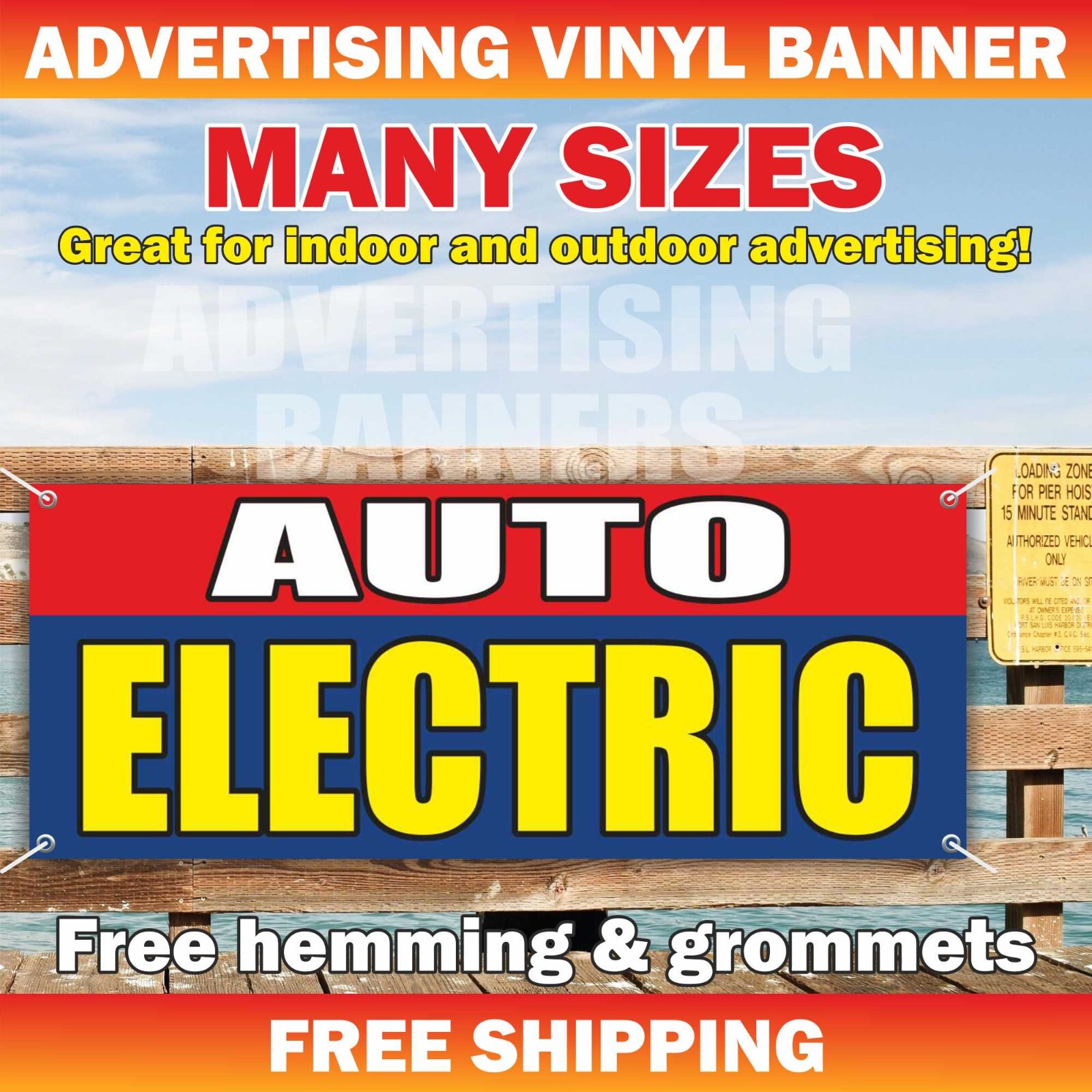 AUTO ELECTRIC Advertising Banner Vinyl Mesh Sign mechanic service repair garage
