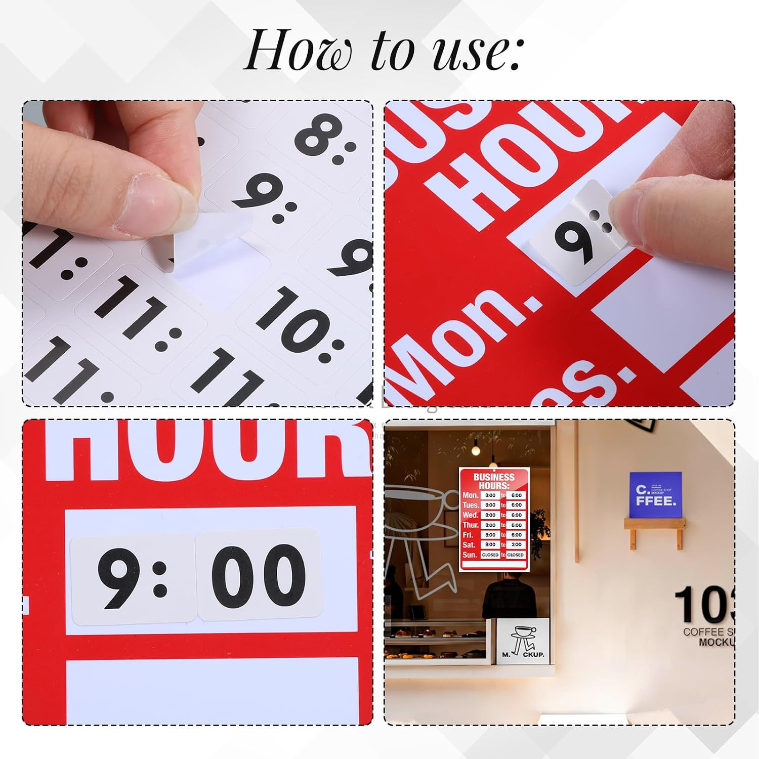 2 Pcs Business Hours Sign, Open Hours Signs for Business Adjustable Open and Clo