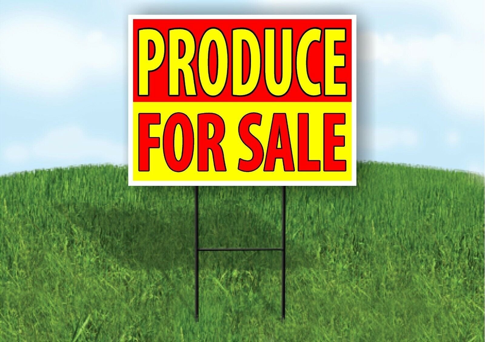 PRODUCE FOR SALE RED YELLOW Plastic Yard Sign ROAD SIGN with Stand