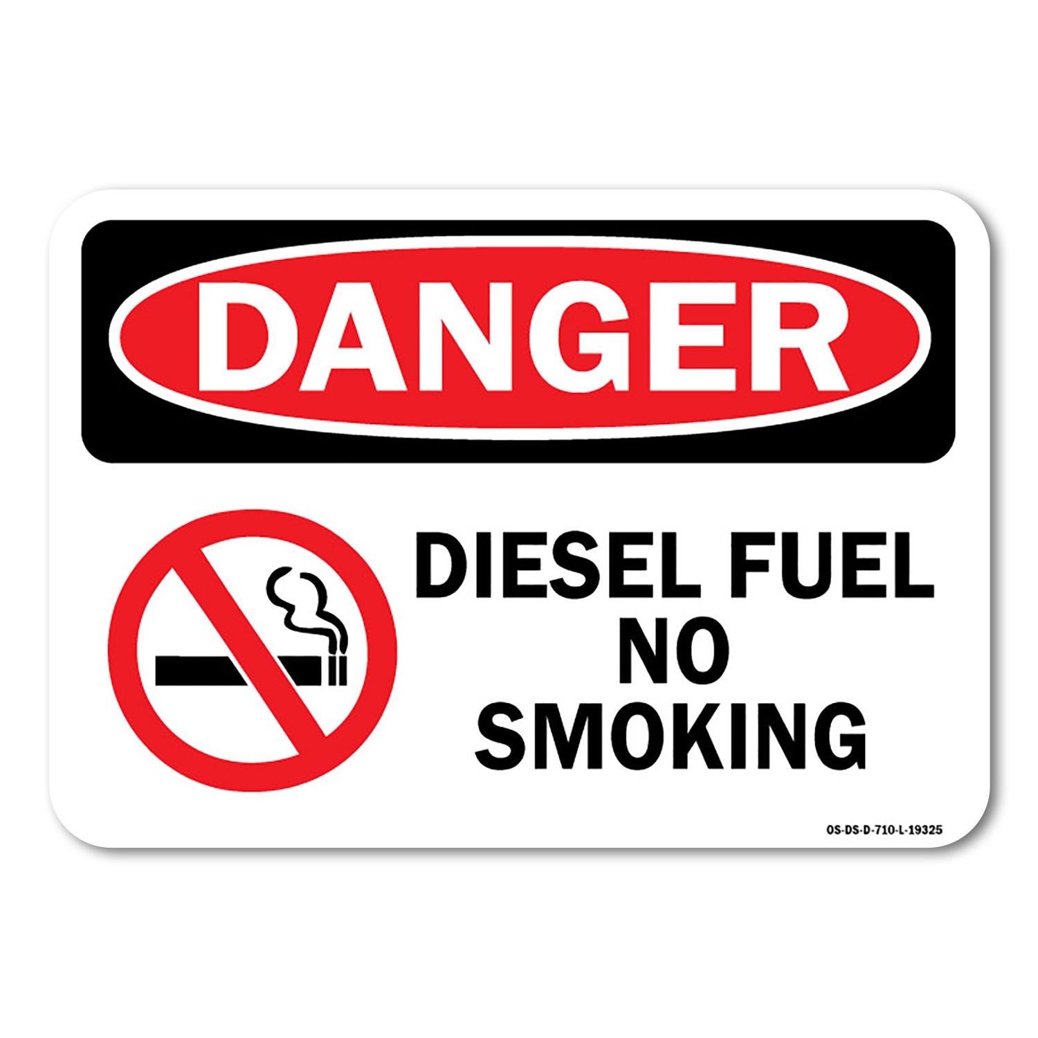 Diesel Fuel No Smoking with Graphic ANSI Danger Sign Metal Plastic Decal