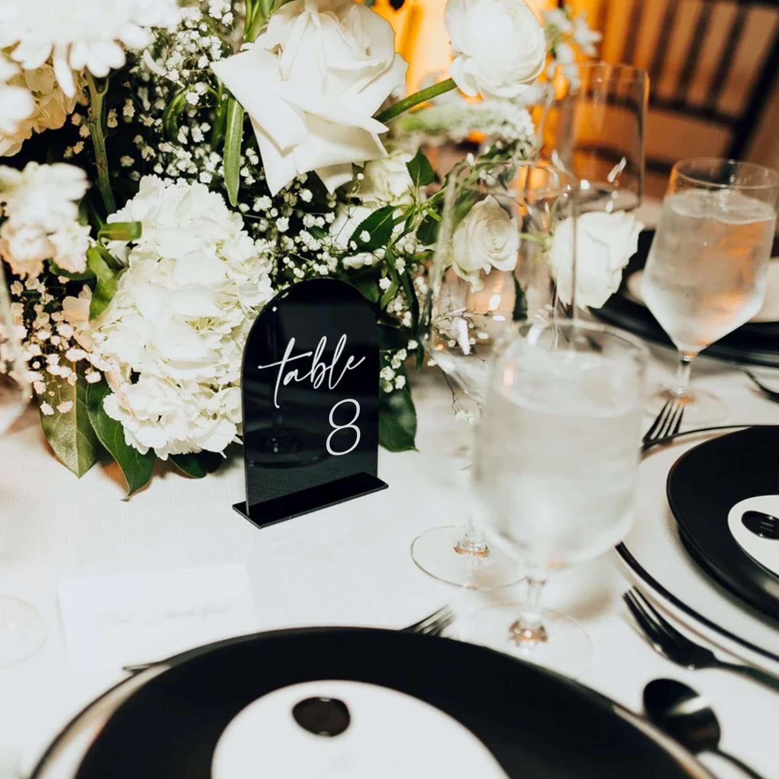 10 PCS Black Arch Acrylic Signs Stands 5×7 Inch Blank Wedding Table Number