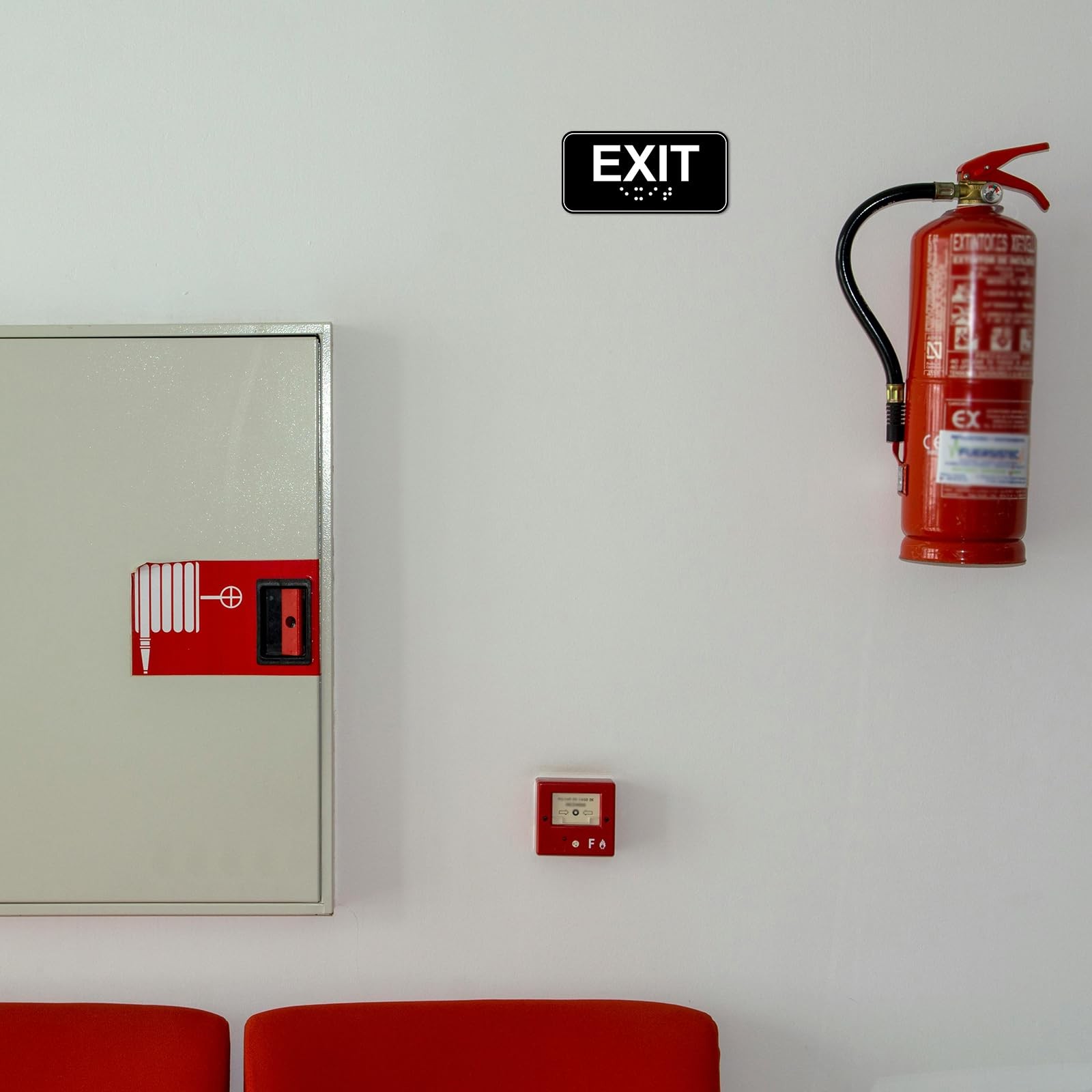 4 Pack ADA Compliant Braille Exit Sign 6x3in Plastic Indoor Outdoor Office