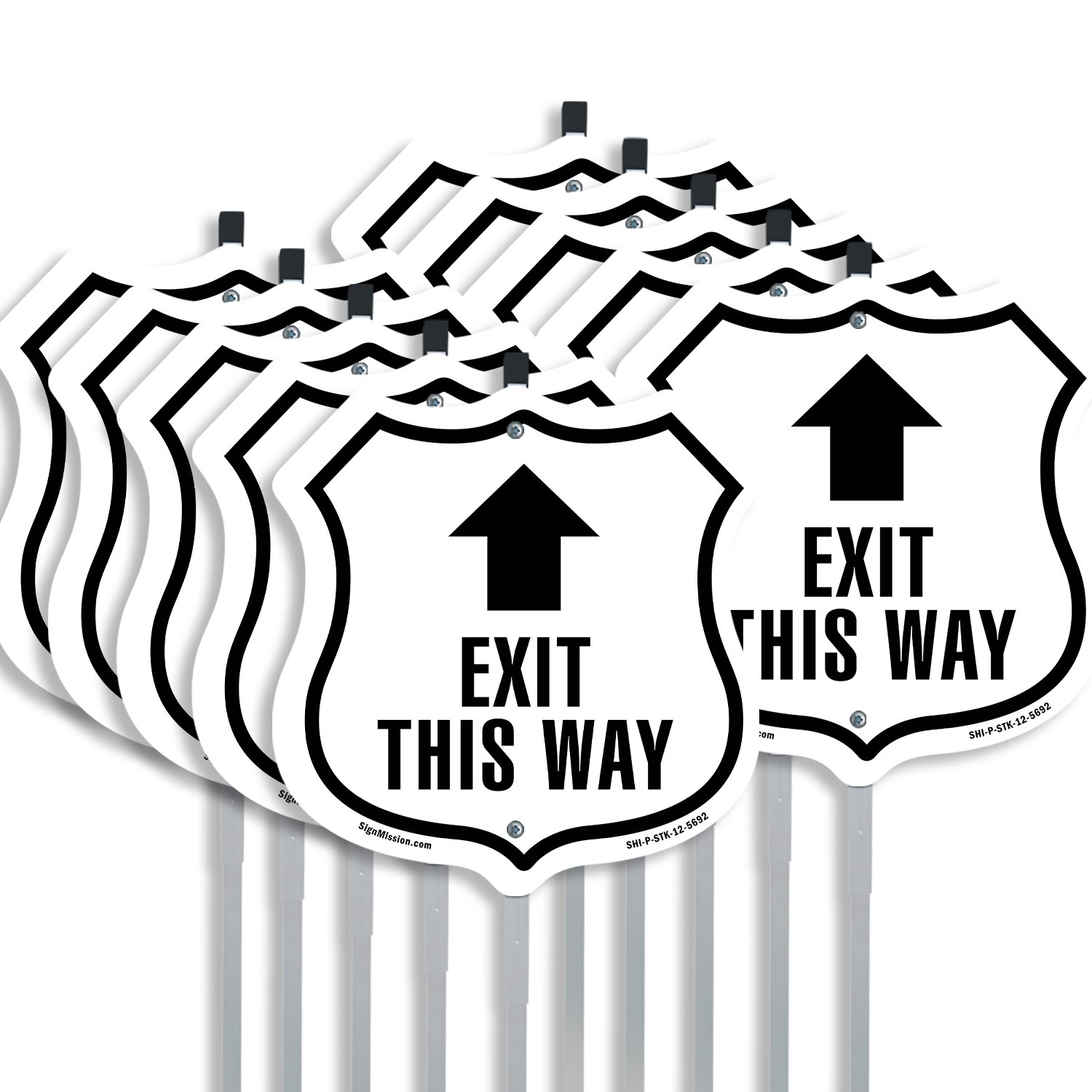 Exit This Way Up Shield Shaped Sign With Stake Crafted in the USA
