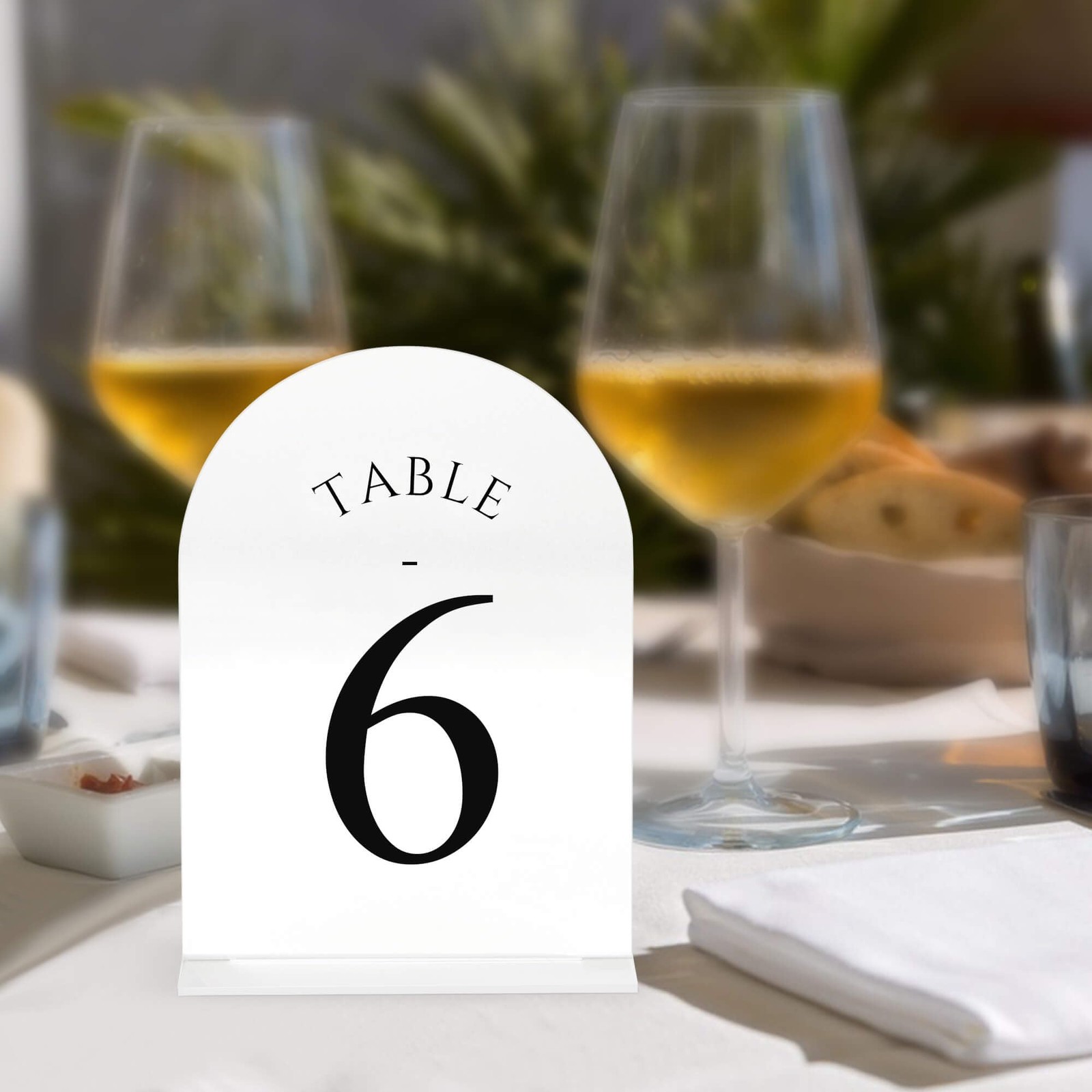 Arch Wedding Table Numbers 120 With Stands 5×7 Inch White Acrylic Black