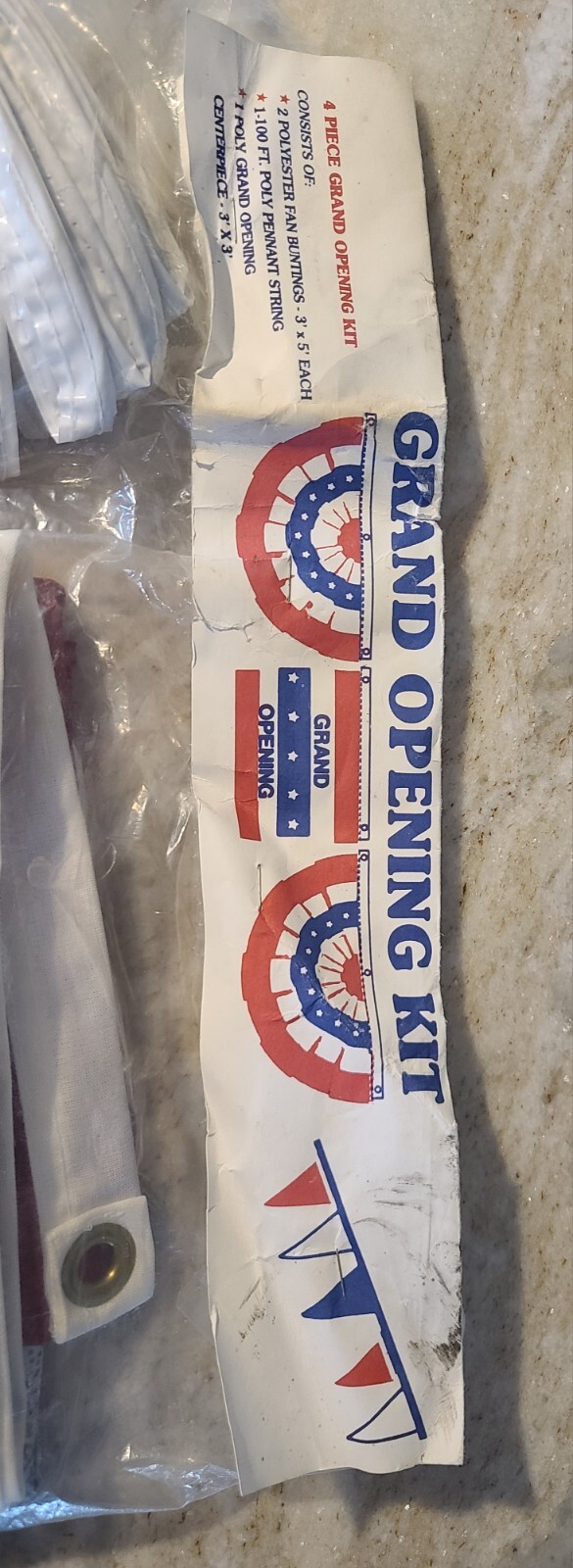 New Sealed Grand opening 3 pc sign kit flags banners centerpiece