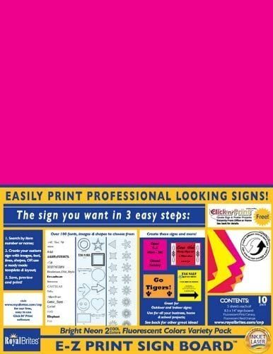 EZ Print Sign Board 2 Cool Neon Assorted Colors, 8.5″x14″, 10/PK