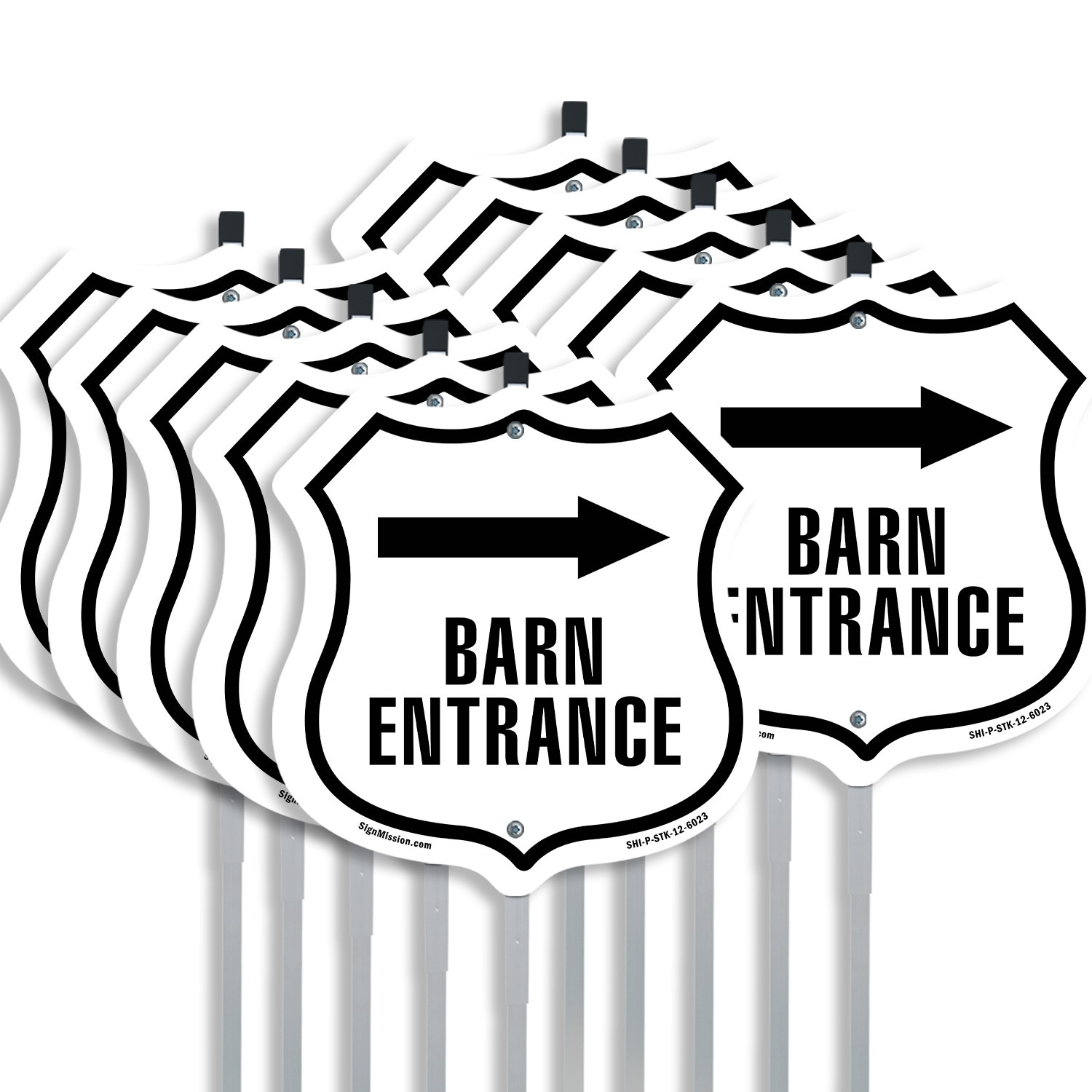 Barn Entrance Right Shield Shaped Sign With Stake Crafted in the USA