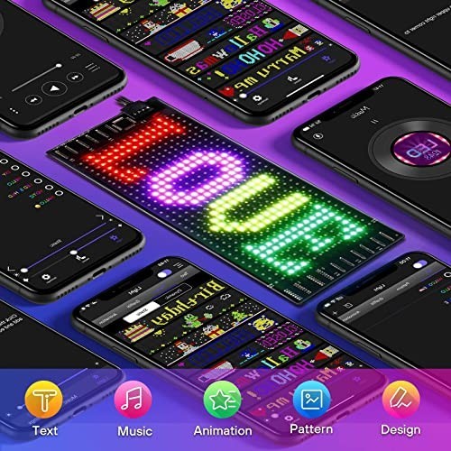 LED Sign for Car 7×3 Inch Flexible USB 5V Bluetooth App Control Programmable
