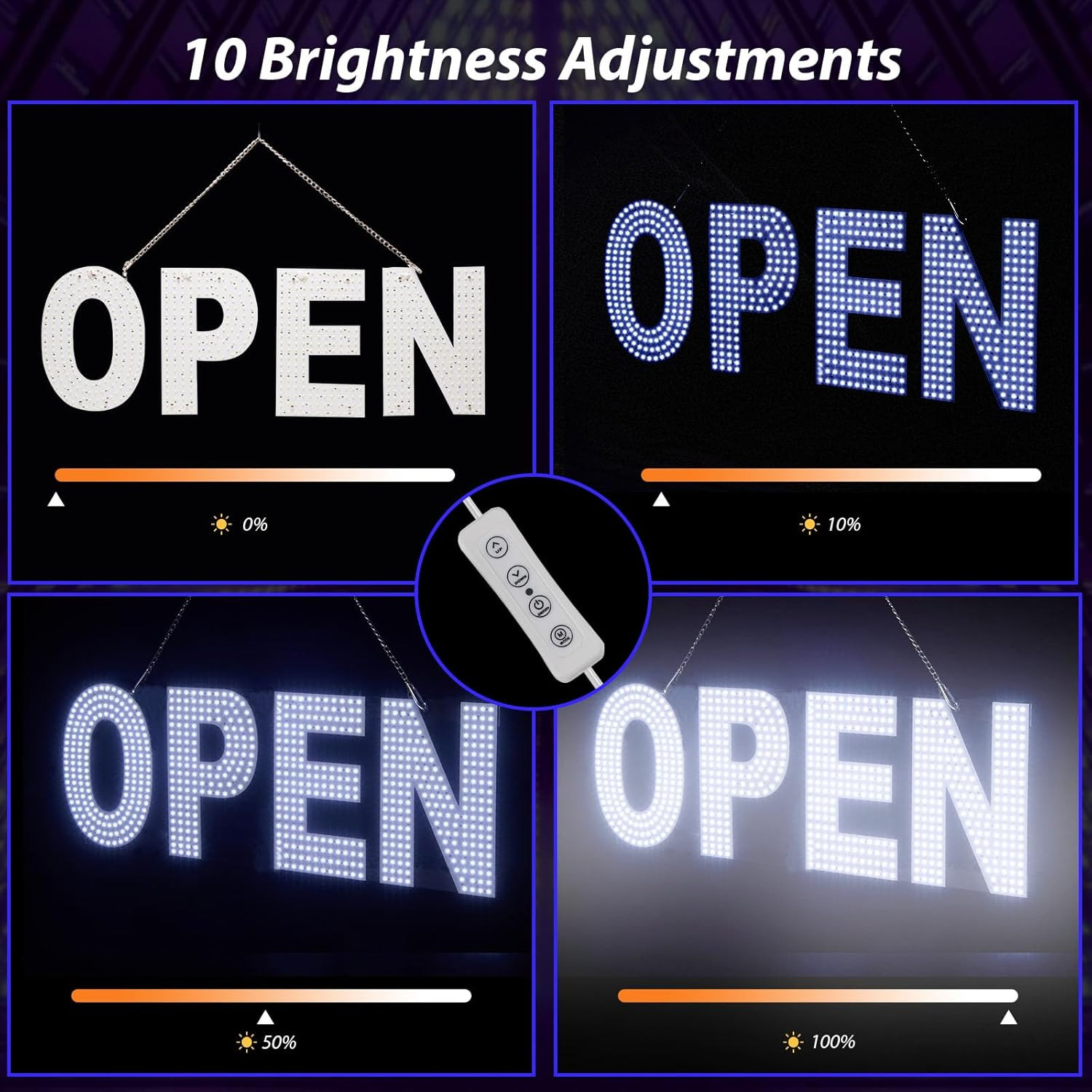 Dimmable 30″x10″ LED Open Sign for Business – Salon, Gym, Cafe, Store, Bar
