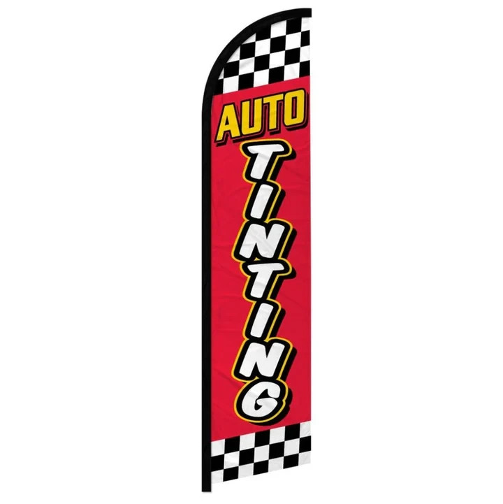 Auto Tinting Red Checkered Windless Full Sleeve Advertising Tinting Banner Flag