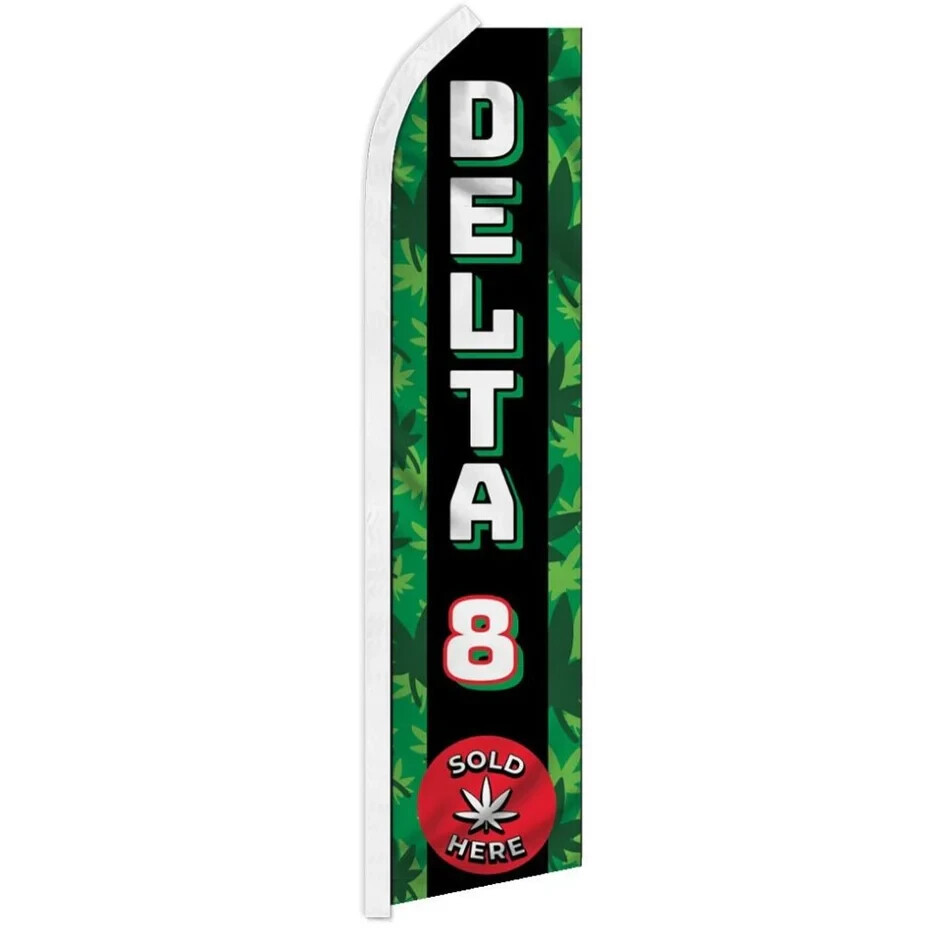 Delta 8 Sold Here Swooper Flutter Feather Advertising Dispensary Banner Flag