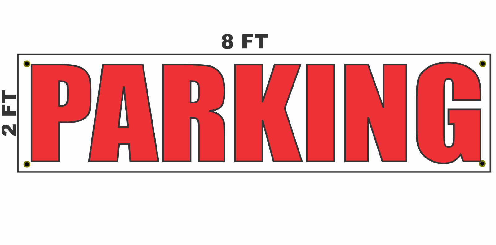 PARKING Banner Sign 2×8 Red White & Black for Car Lot