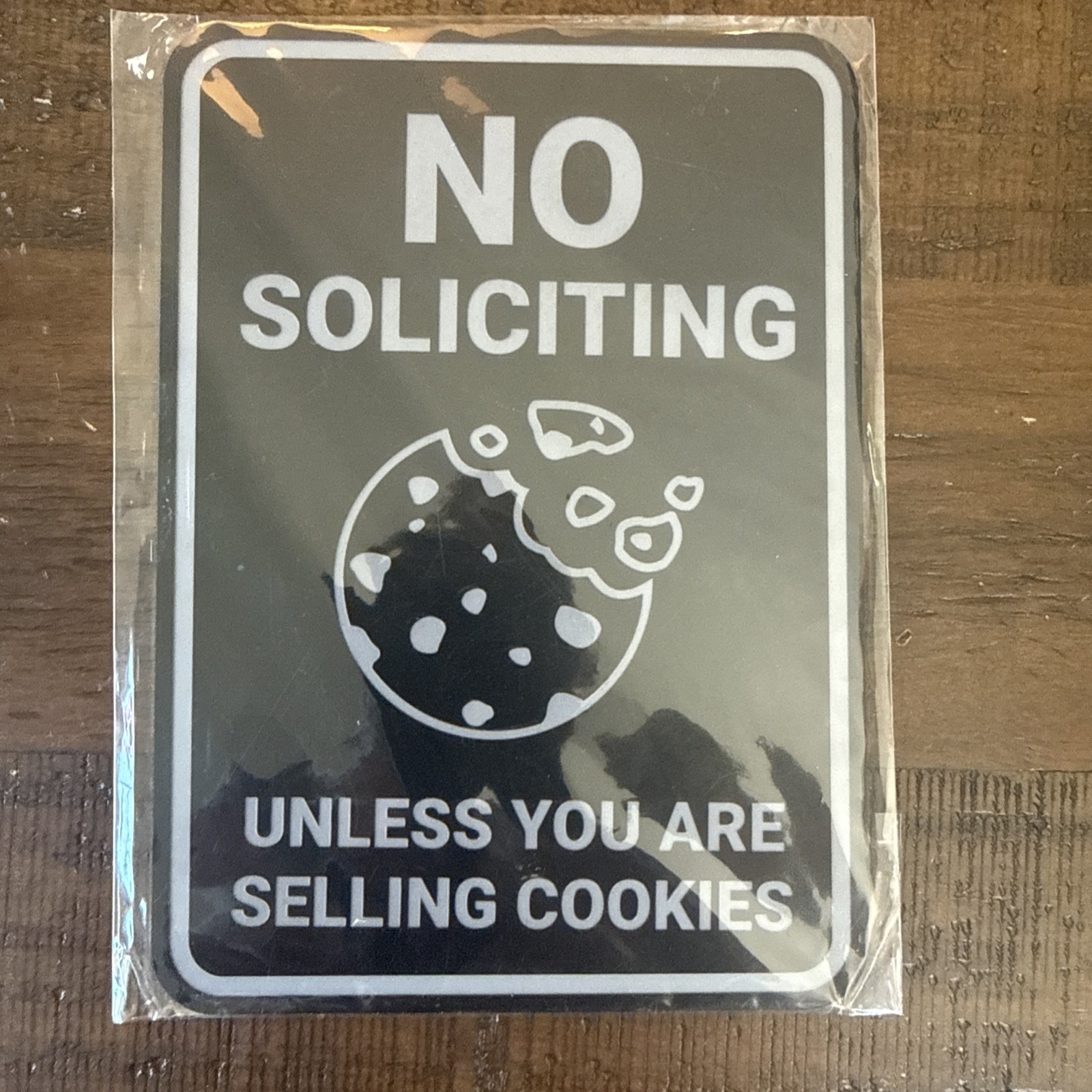 Portrait Round No Soliciting Unless You Are Selling Cookies Sign 5″ X 7″ Black