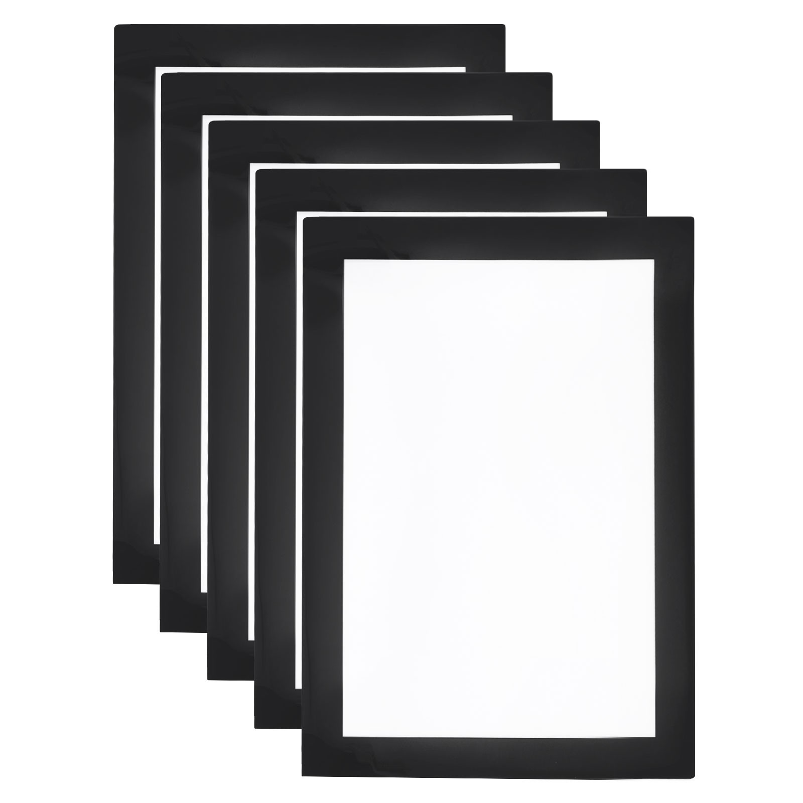 5pcs Self Adhesive Magnetic Wall Sign Holder, 5″x7″ Frame Display,Black