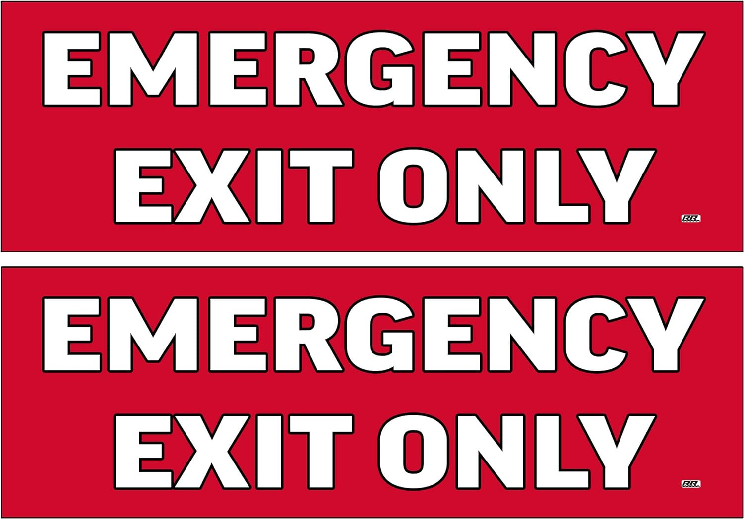 2 Pack Emergency Exit Only Red Sticker Set Sign Warning 9X3 Inch Vinyl Decal Ind