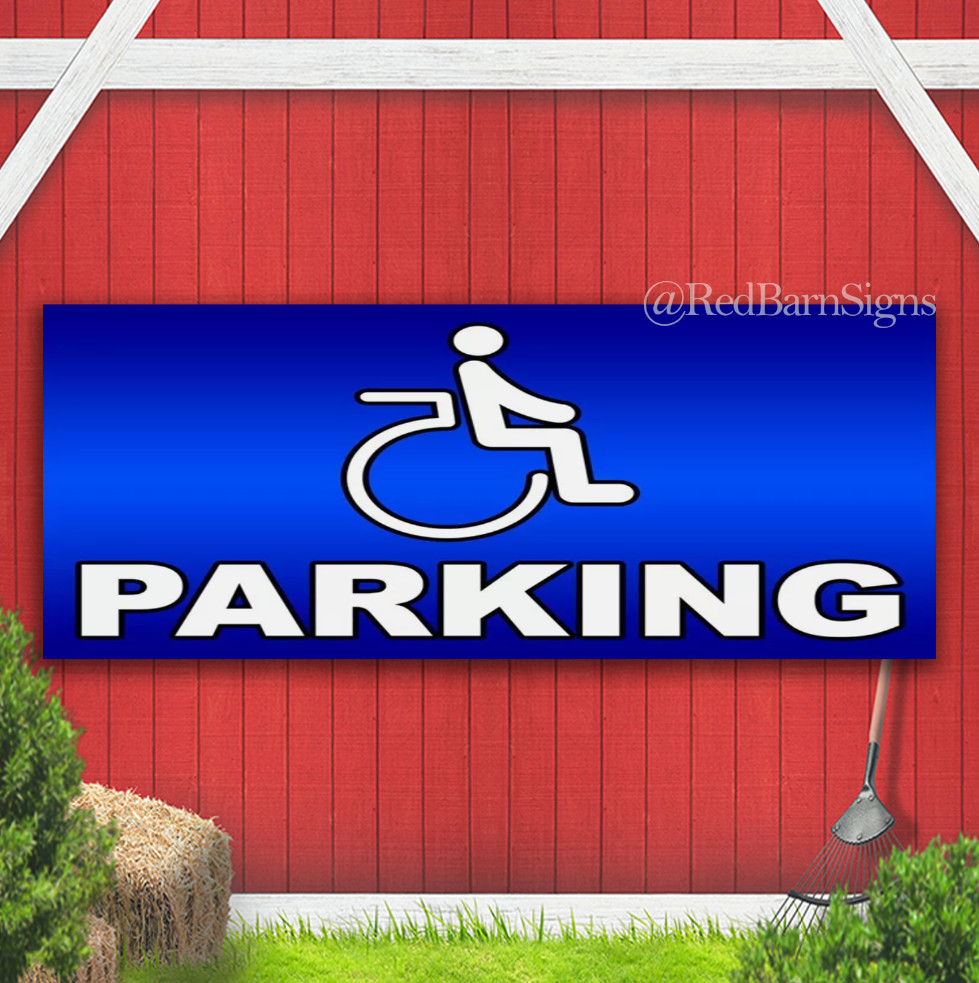 Handicap Parking One-Sided Banner Sign with Grommets