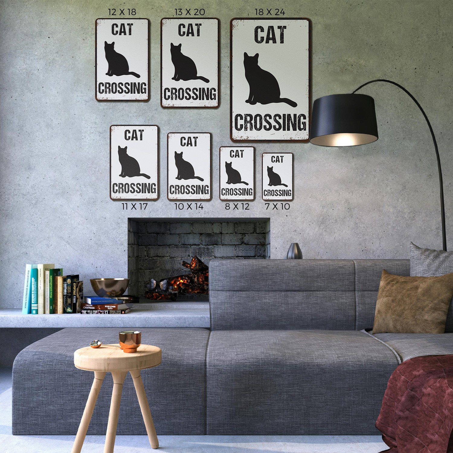 Cat Crossing Distressed Sign Whiskers On The Move Durable Perfect for Porches