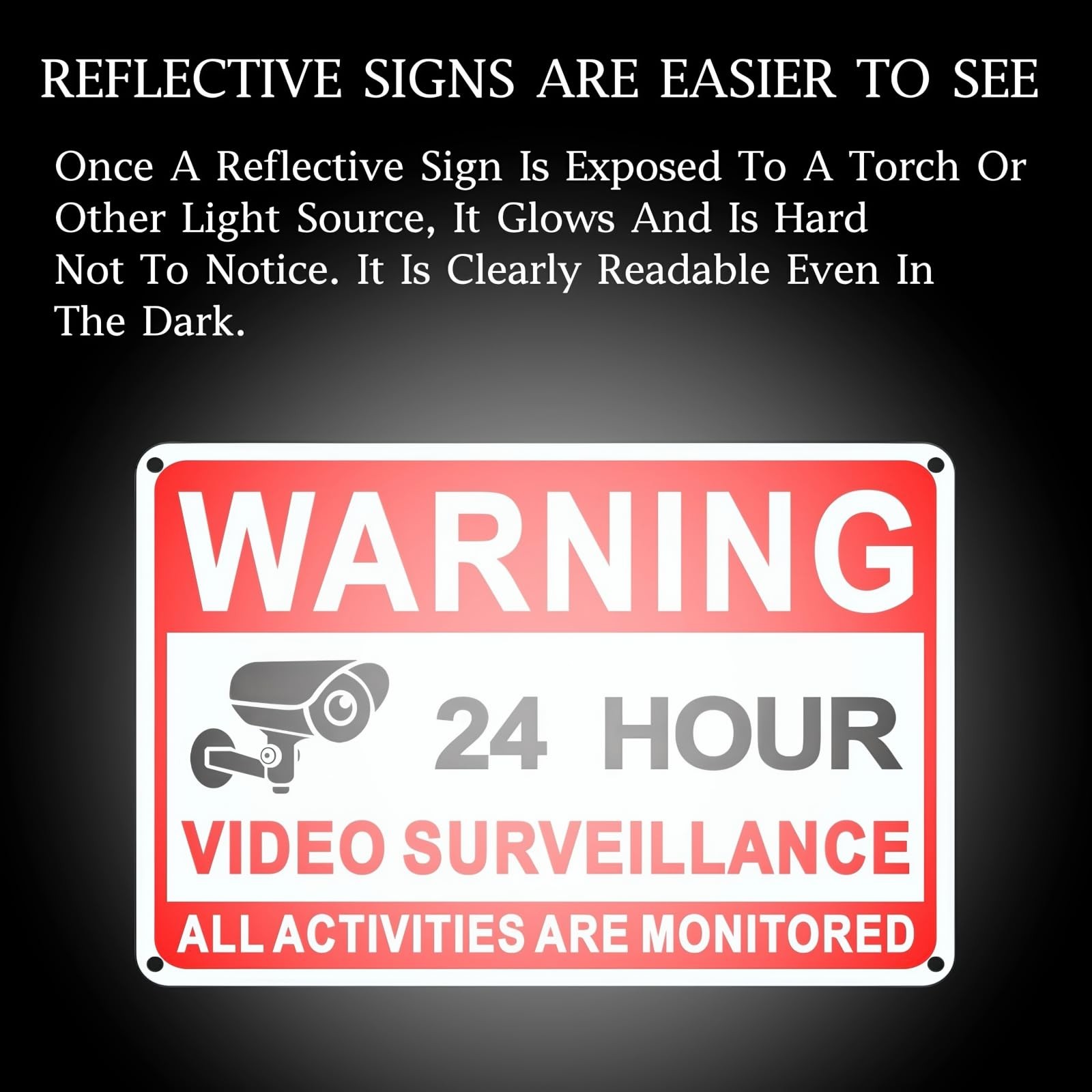 4 Pack Video Surveillance Signs, 24hr Monitoring No Trespassing| 8×12 inch