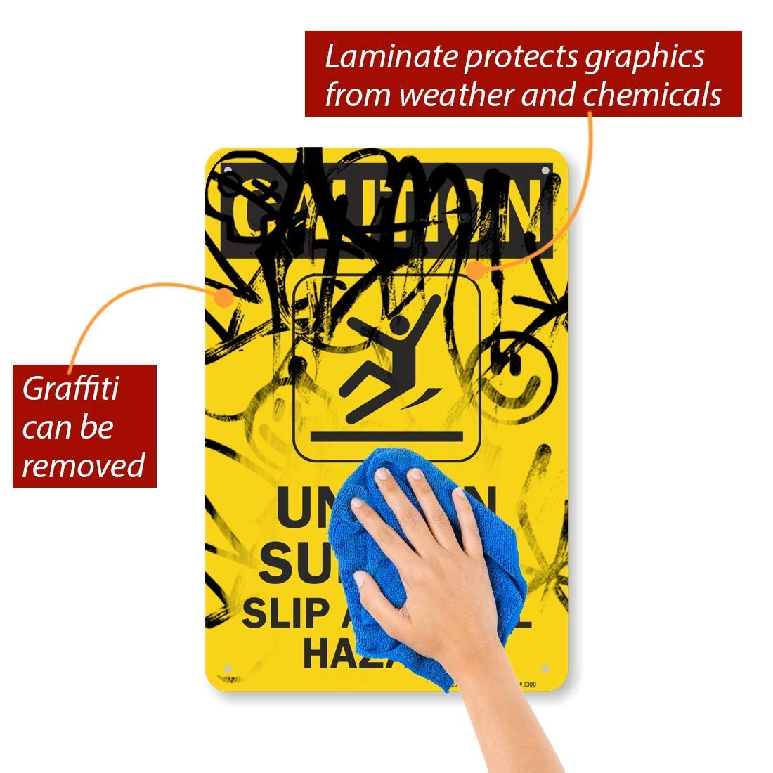 Caution Uneven Surface Slip And Fall Hazard Sign 12×18 Inch Aluminum Yellow