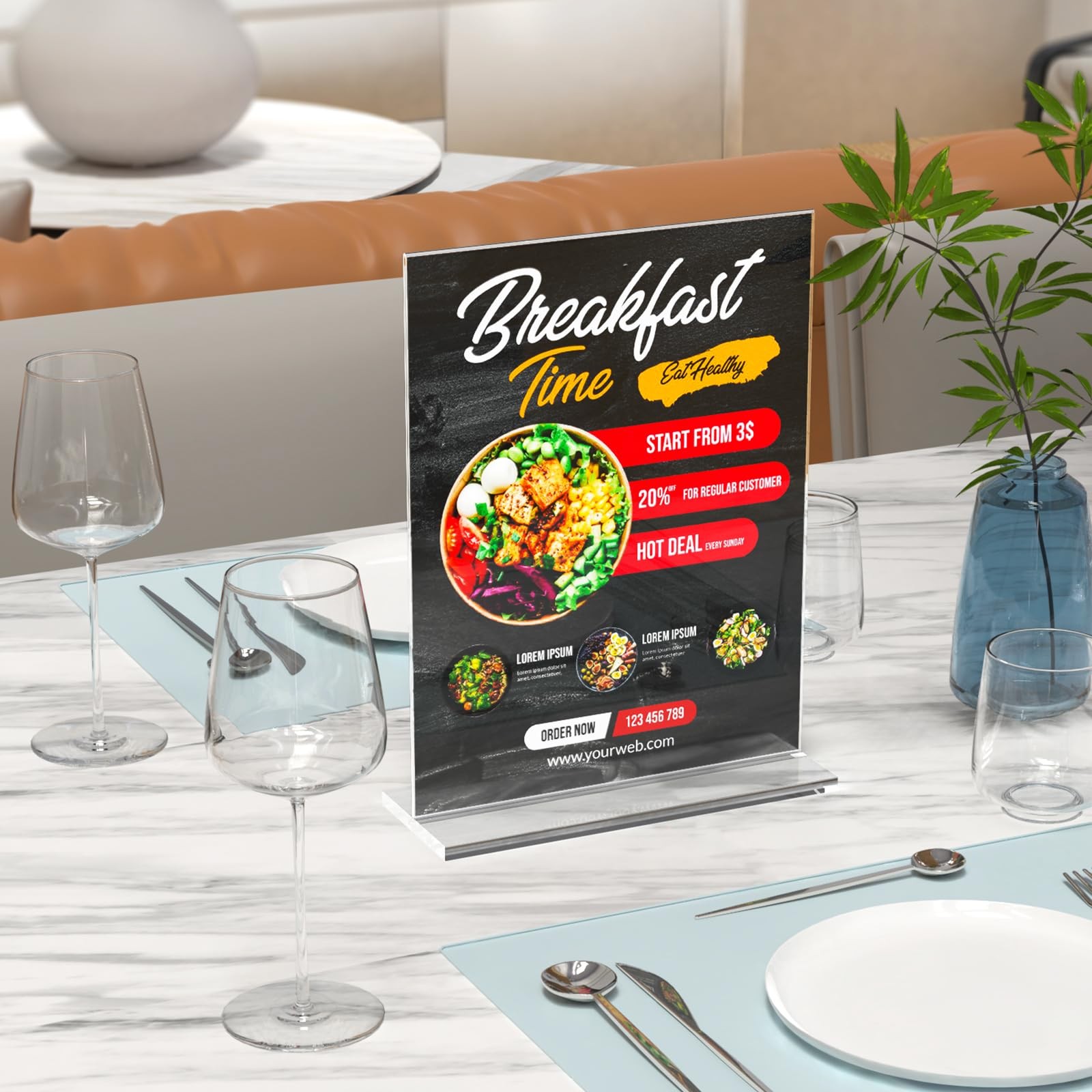 6 Pack Acrylic Sign Holder 8.5 x 11 Inches, Clear Menu Stand,