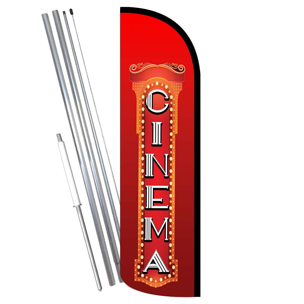 CINEMA Premium Windless Feather Flag Bundle (Complete Kit) OR Optional Replaceme