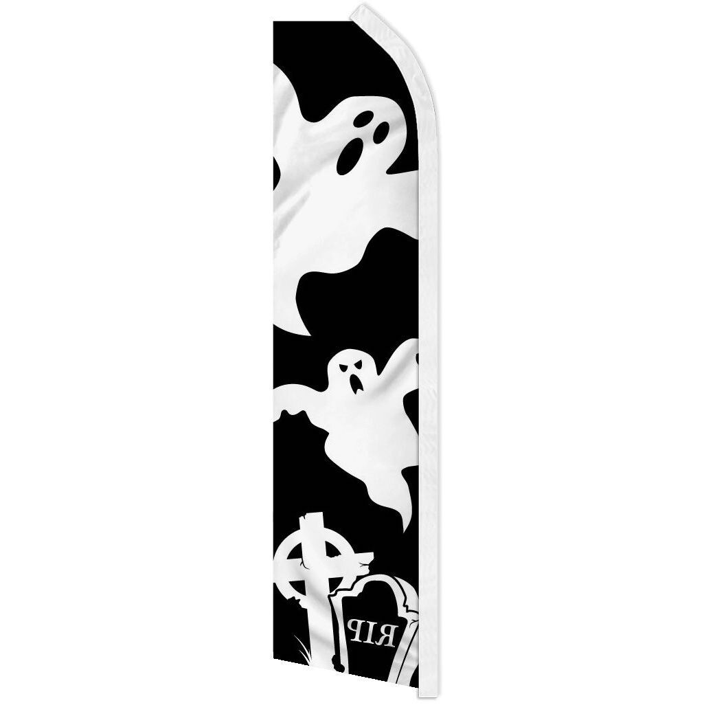 “HALLOWEEN GHOSTS” advertising super flag swooper banner business sign