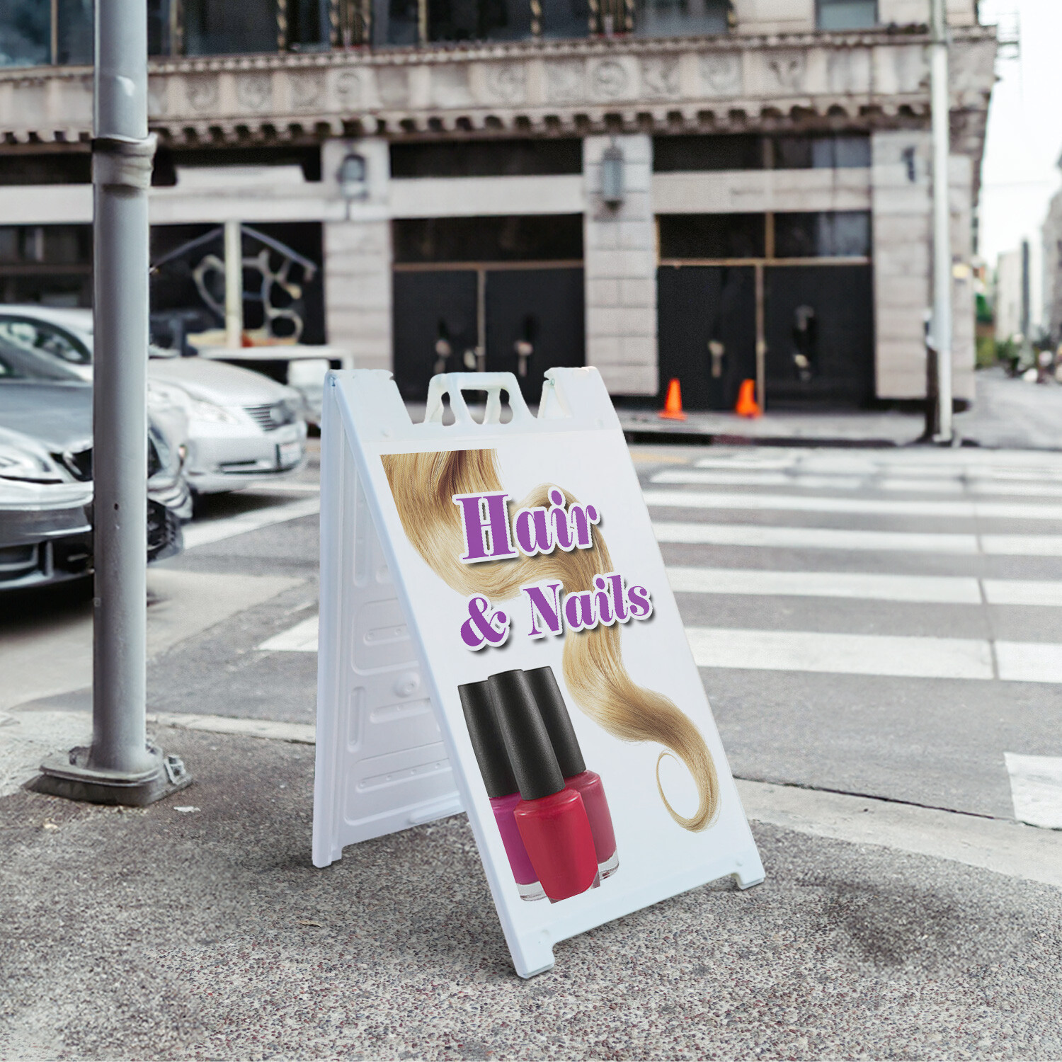 A-frame Sidewalk Hair & Nails 24″ x 36″ Double Sided A-Frame Sidewalk Sign