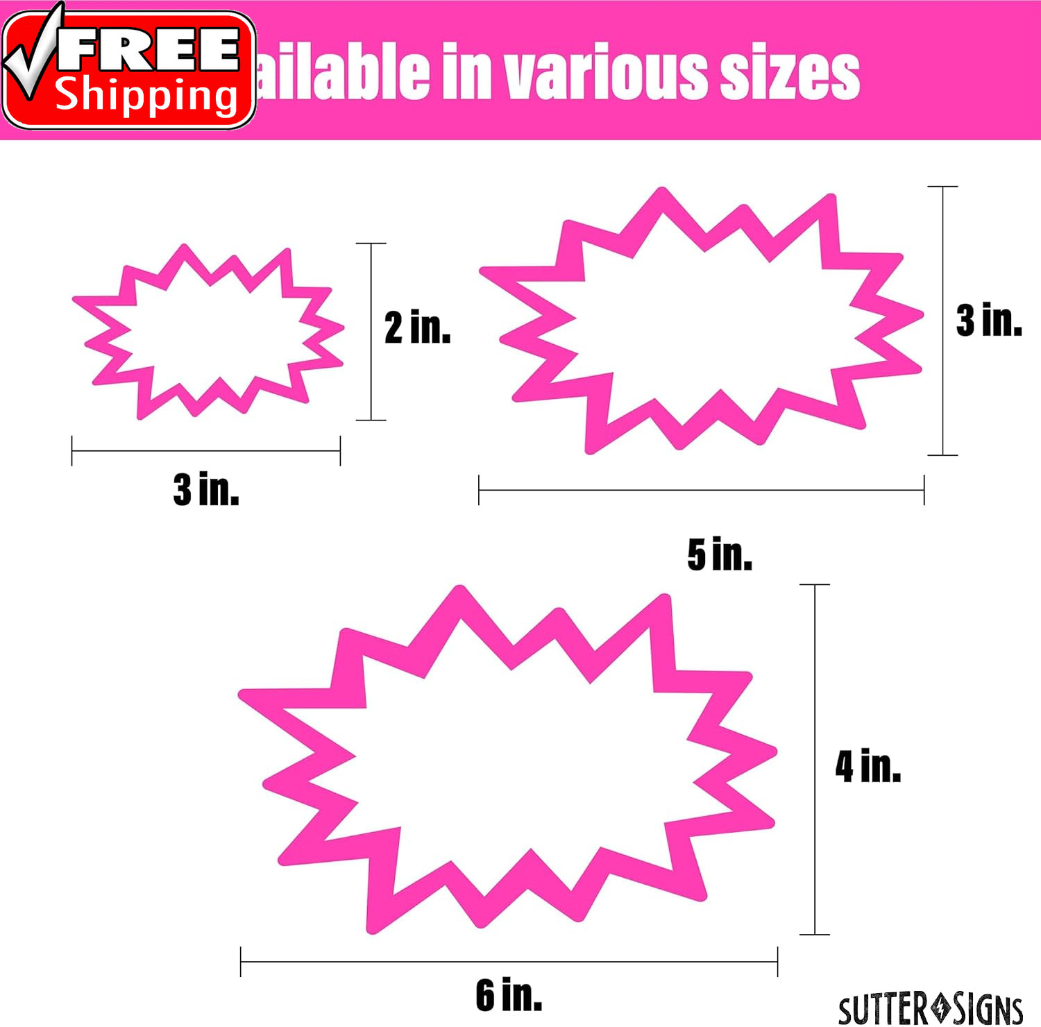 Starburst Signs with Stickers 100Pcs | 2X3 Inch (Neon) | Price Tags for Garage S