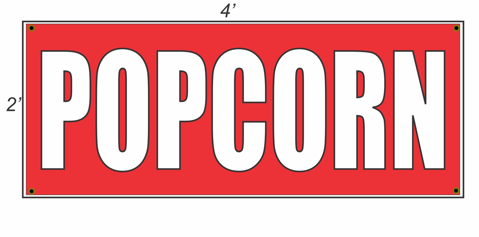2×4 POPCORN Red with White Copy Banner Sign NEW