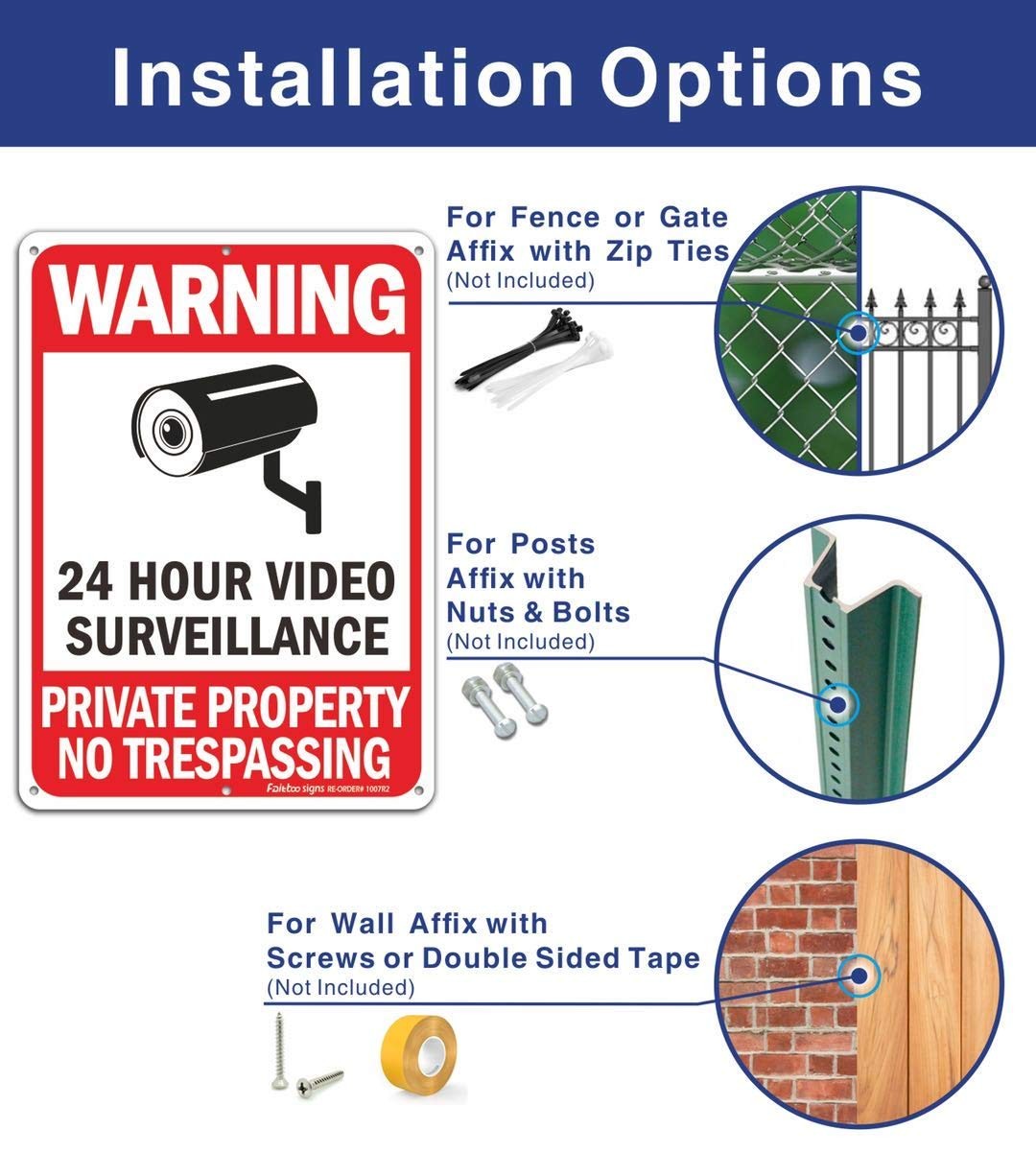Faittoo 4 Pack No Trespassing, Private Property, Warning Signs – 10 x 7 Inche…
