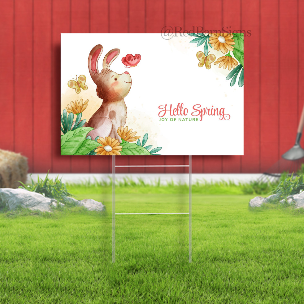 Hello spring Joy of nature Indoor Outdoor Yard Signs with Metal Stakes