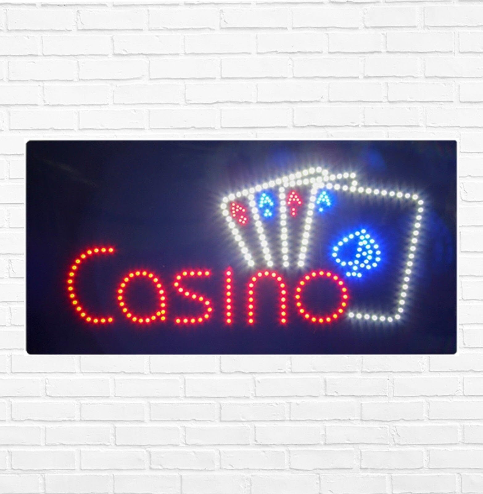 LED Casino Sign for Retail Business Displays | Light Up Sign | 12″H x 24″W x 2″D