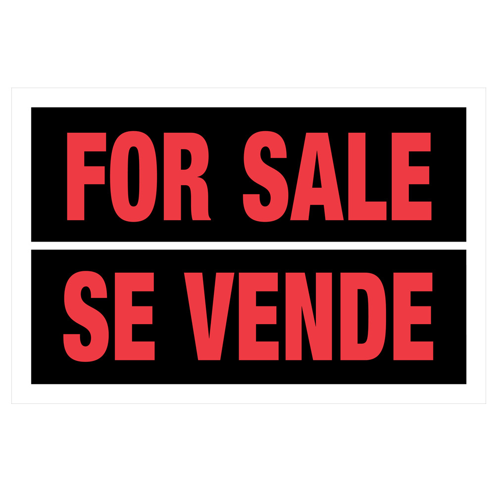Hillman 841968 Red & White Bilingual For Sale Sign – 12″ X 8″